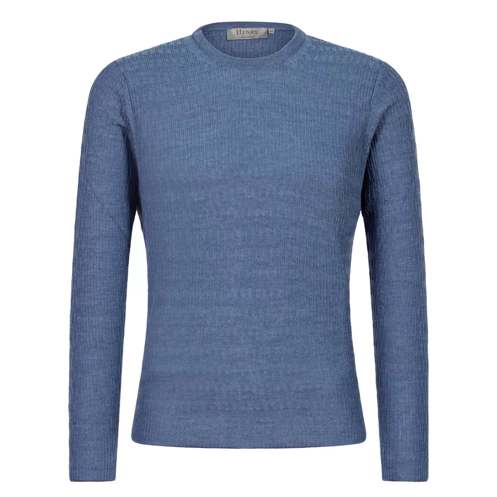 Cheap Henry Bucks HENRY SARTORIAL Textured Wool Crewneck 14GG BLUE STONE