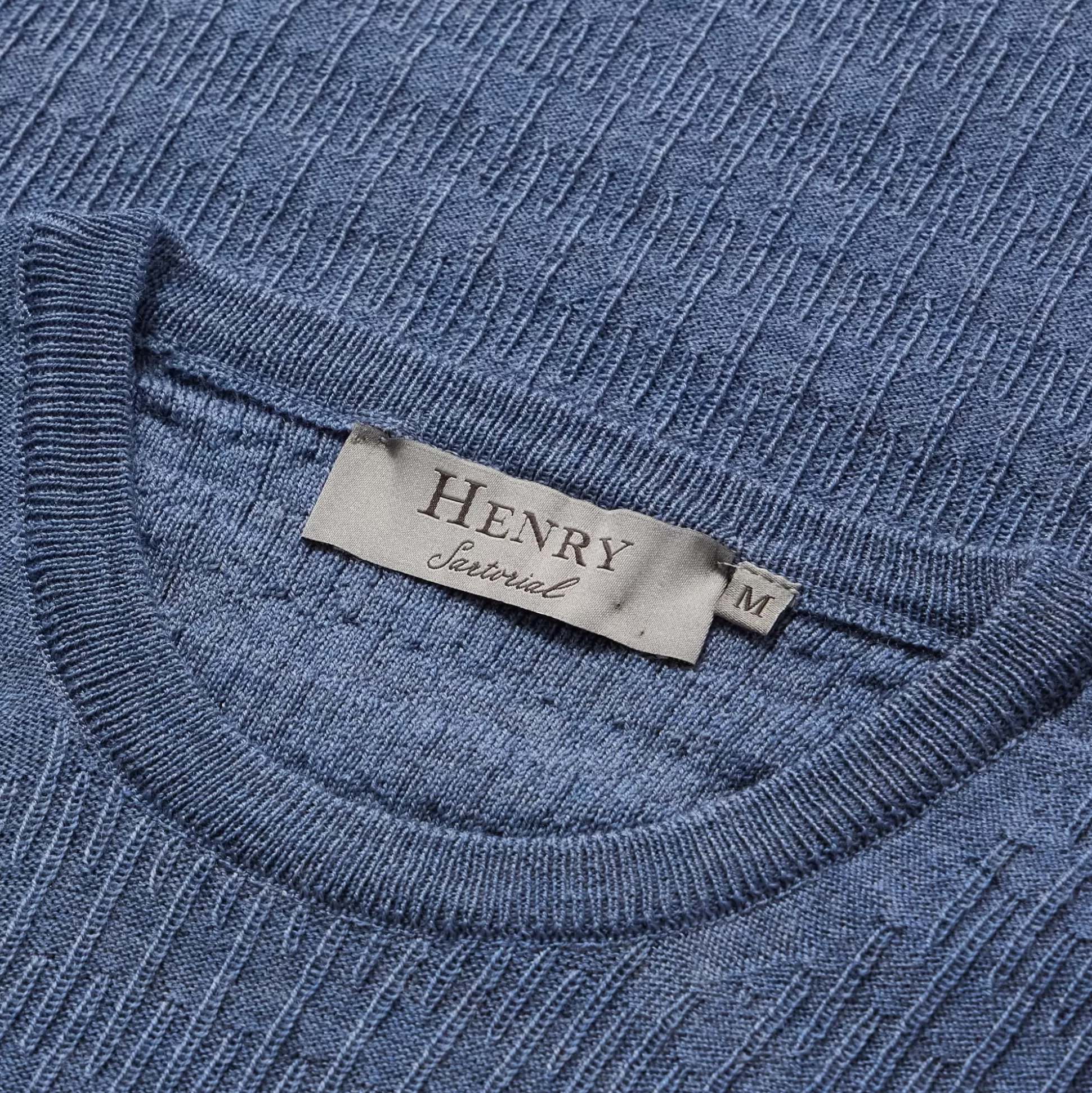 Cheap Henry Bucks HENRY SARTORIAL Textured Wool Crewneck 14GG BLUE STONE