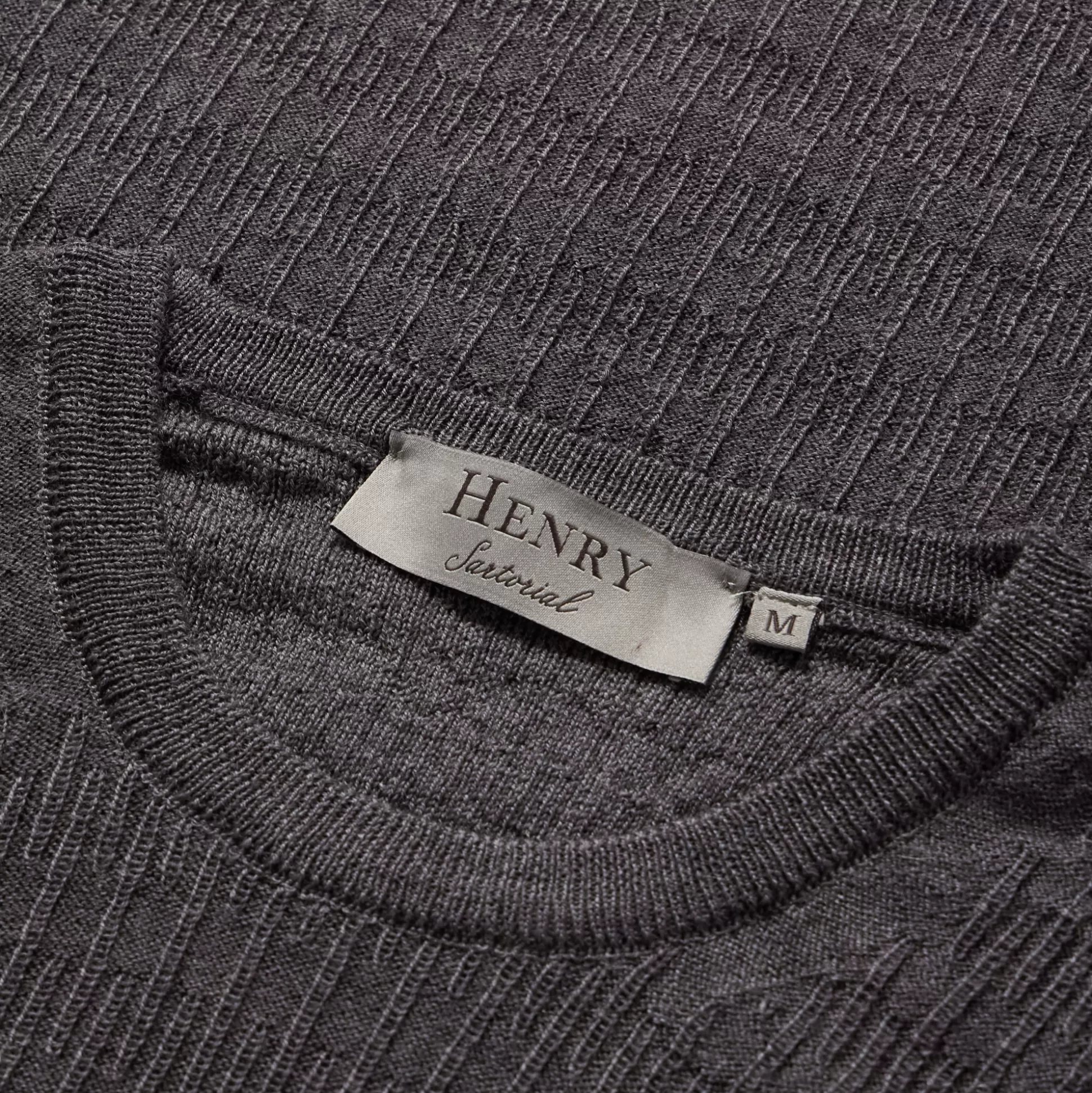 Store Henry Bucks HENRY SARTORIAL Textured Wool Crewneck 14GG CHARCOAL