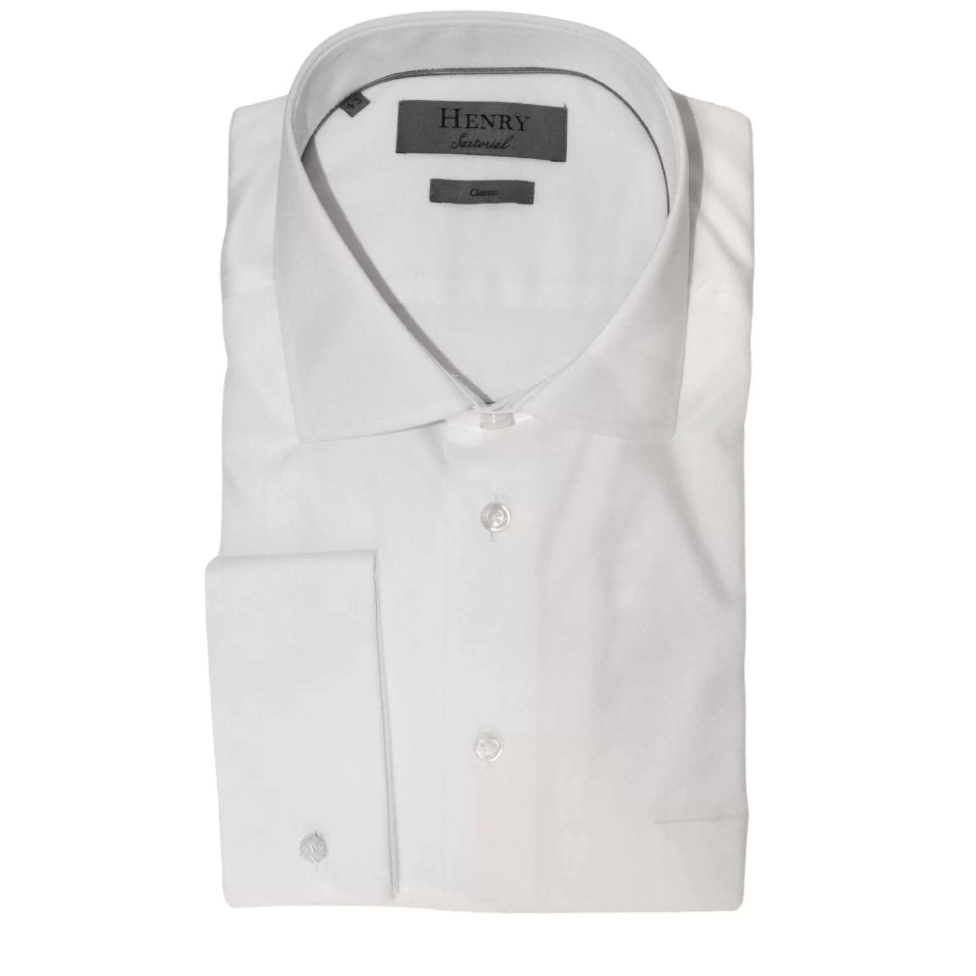 Cheap Henry Bucks HENRY SARTORIAL Twill Shirt Double Cufflinks Classic Fit WHITE WHITE DC- CLASSIC FIT