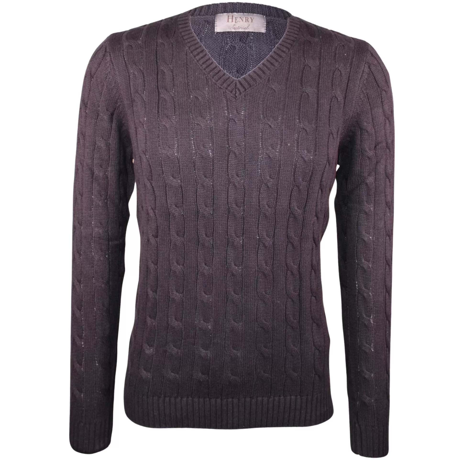 Best Henry Bucks HENRY SARTORIAL V Neck Cotton Jumper NAVY