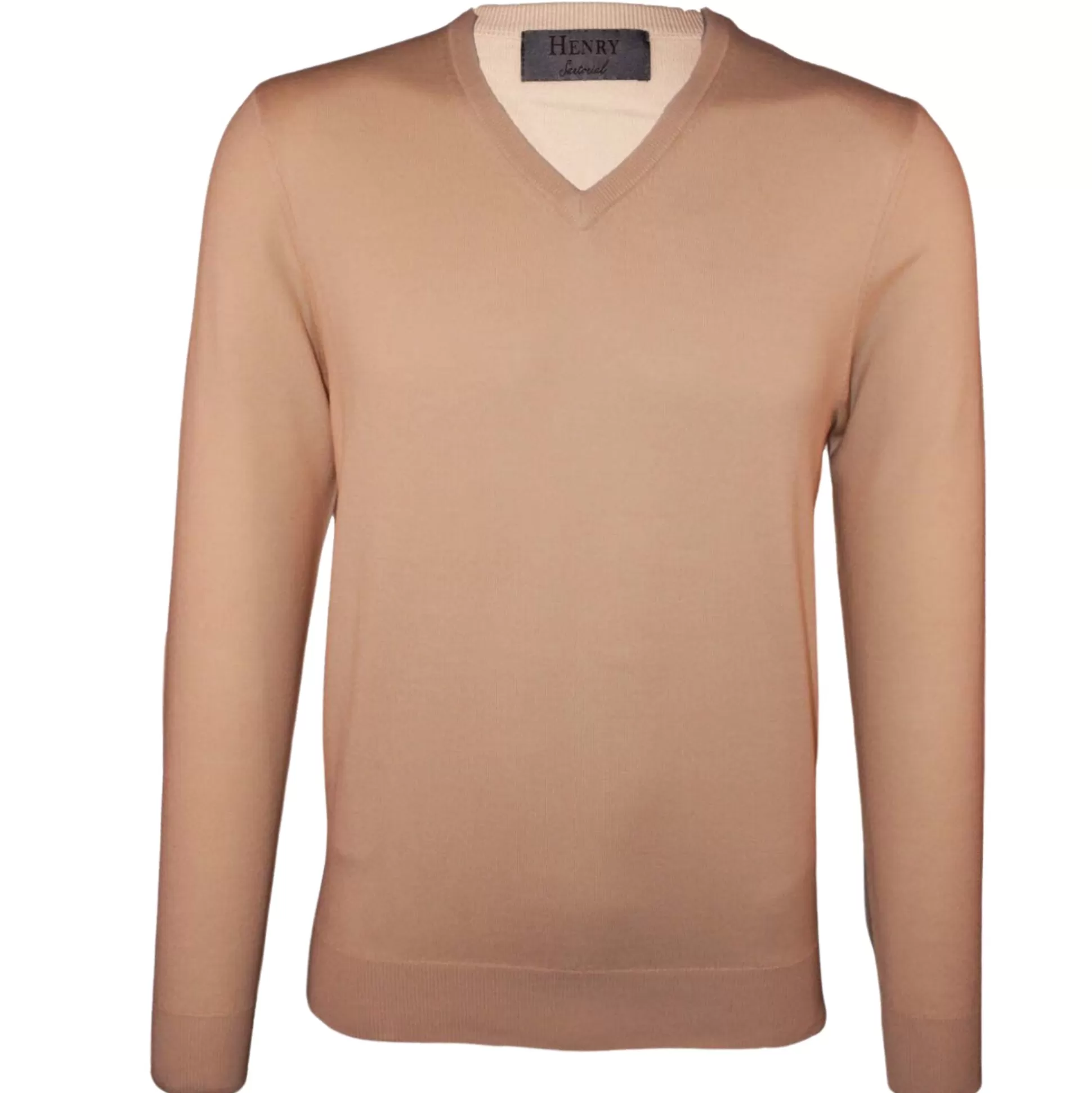 Discount Henry Bucks HENRY SARTORIAL V-Neck Jumper LIGHT BROWN