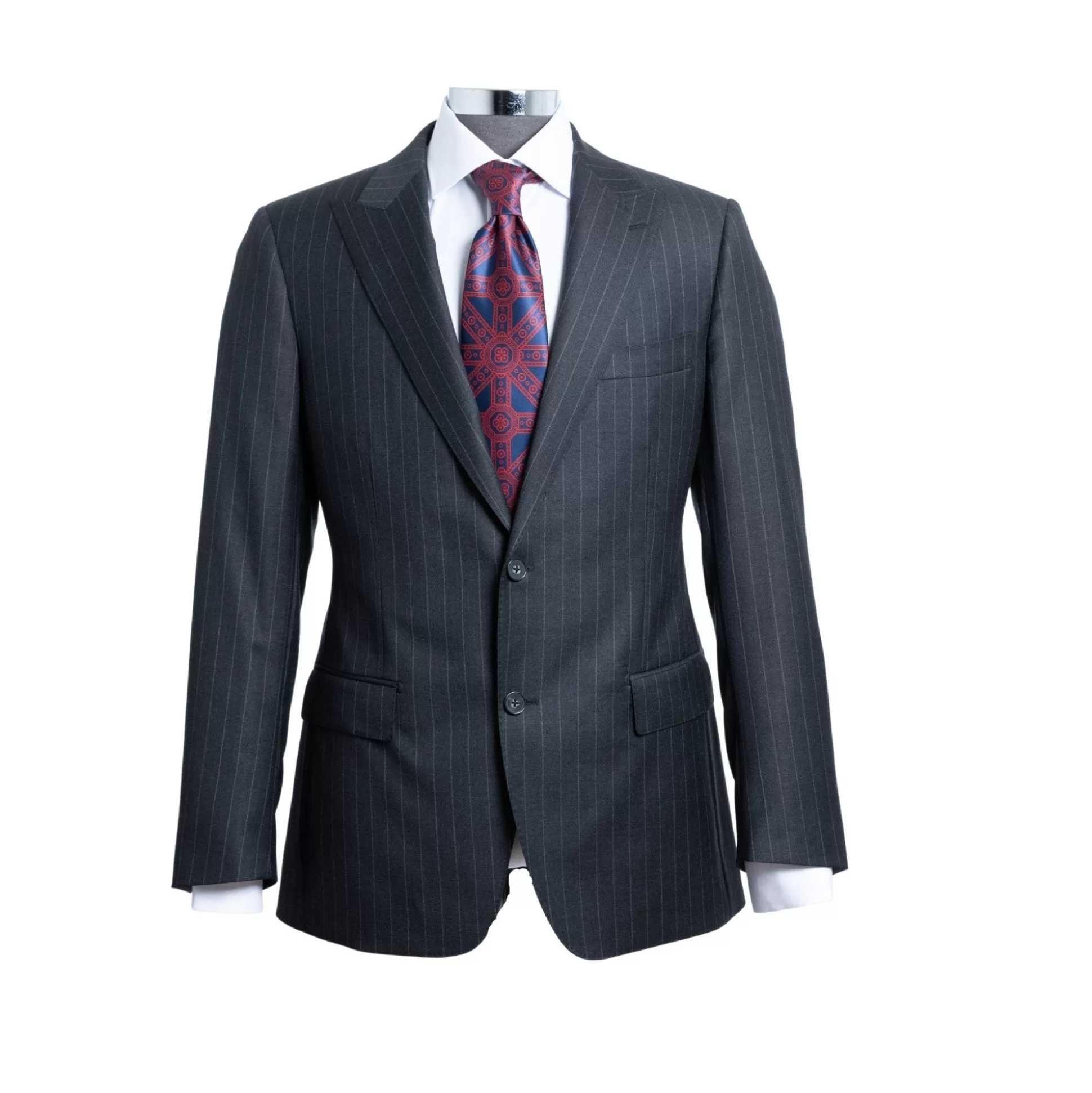 Outlet Henry Bucks HENRY SARTORIAL Westminster Peak Lapel Suit CHARCOAL STRIPE (Two Trousers) CHARCOAL STRIPE REG
