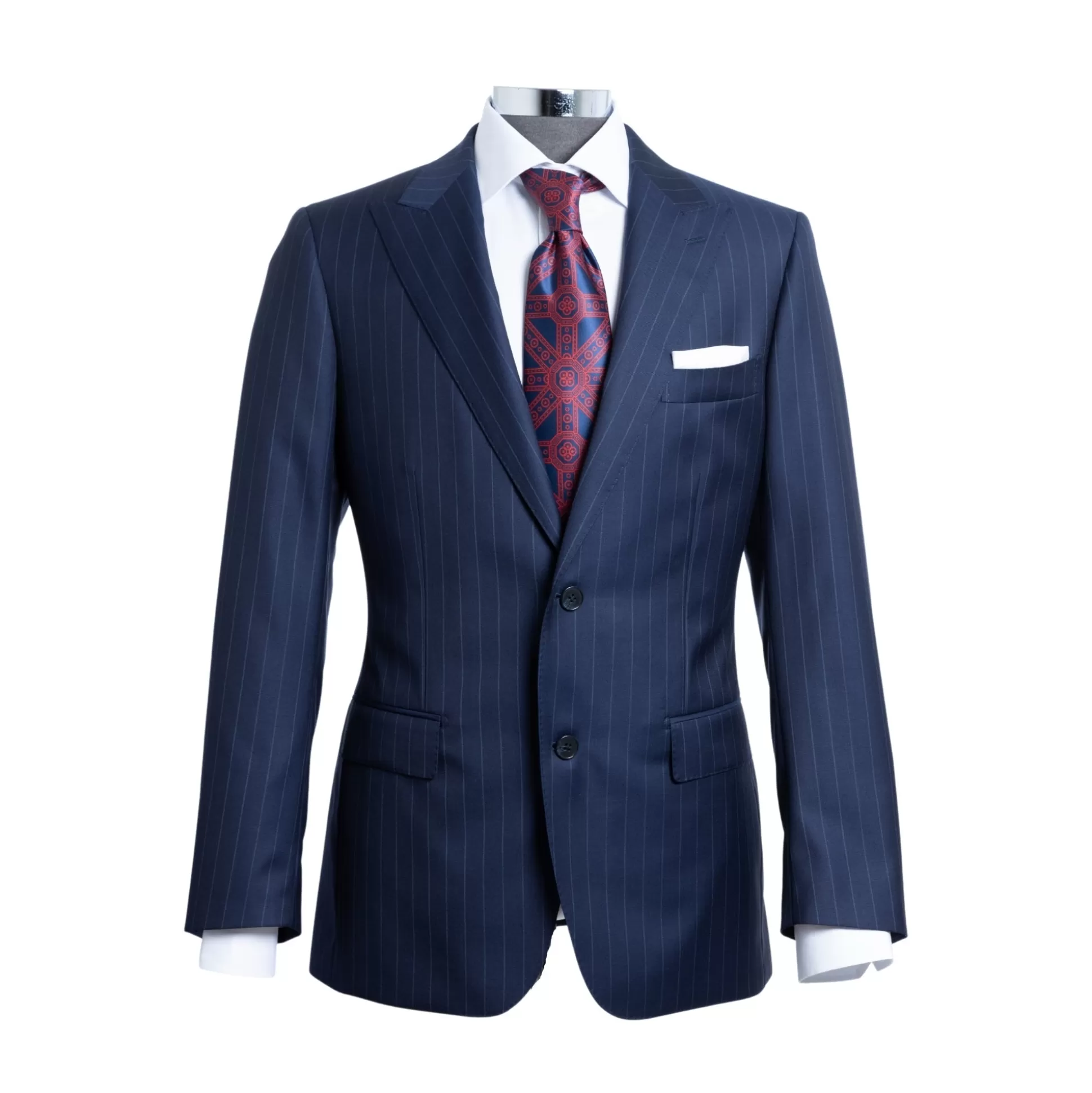 Shop Henry Bucks HENRY SARTORIAL Westminster Peak Lapel Suit NAVY STRIPE NAVY STRIPE REG