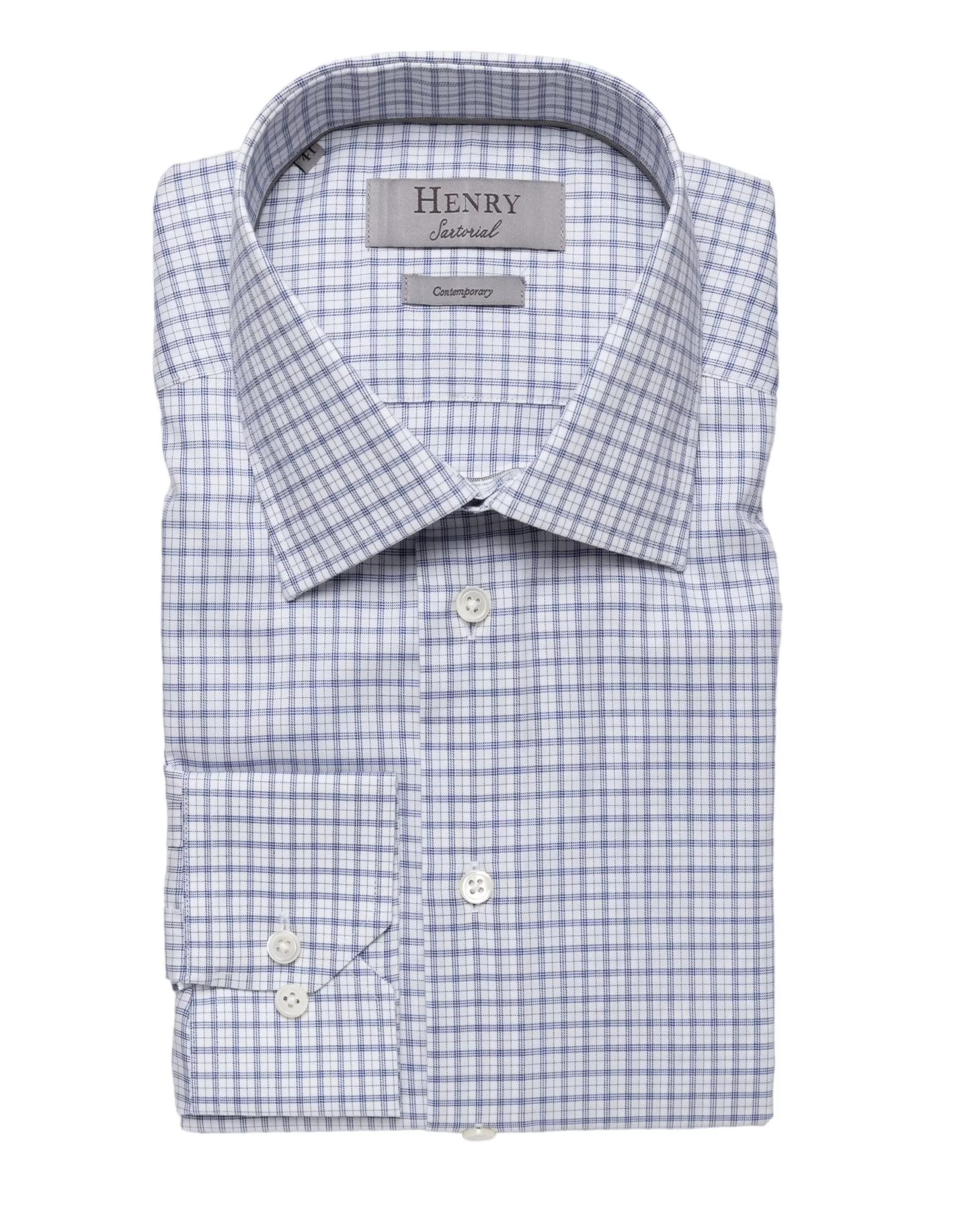 Cheap Henry Bucks HENRY SARTORIAL Window Shirt NAVY WHITE