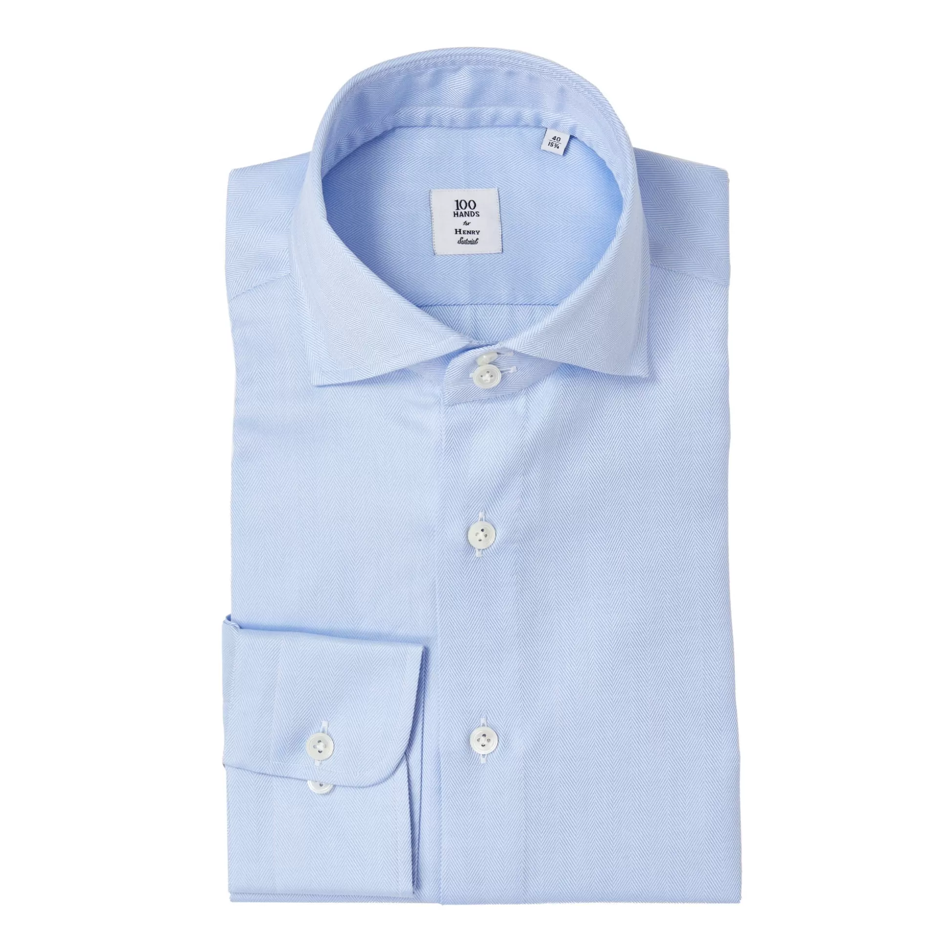 Shop Henry Bucks HENRY SARTORIAL X 100 HANDS Herringbone Shirt SKY