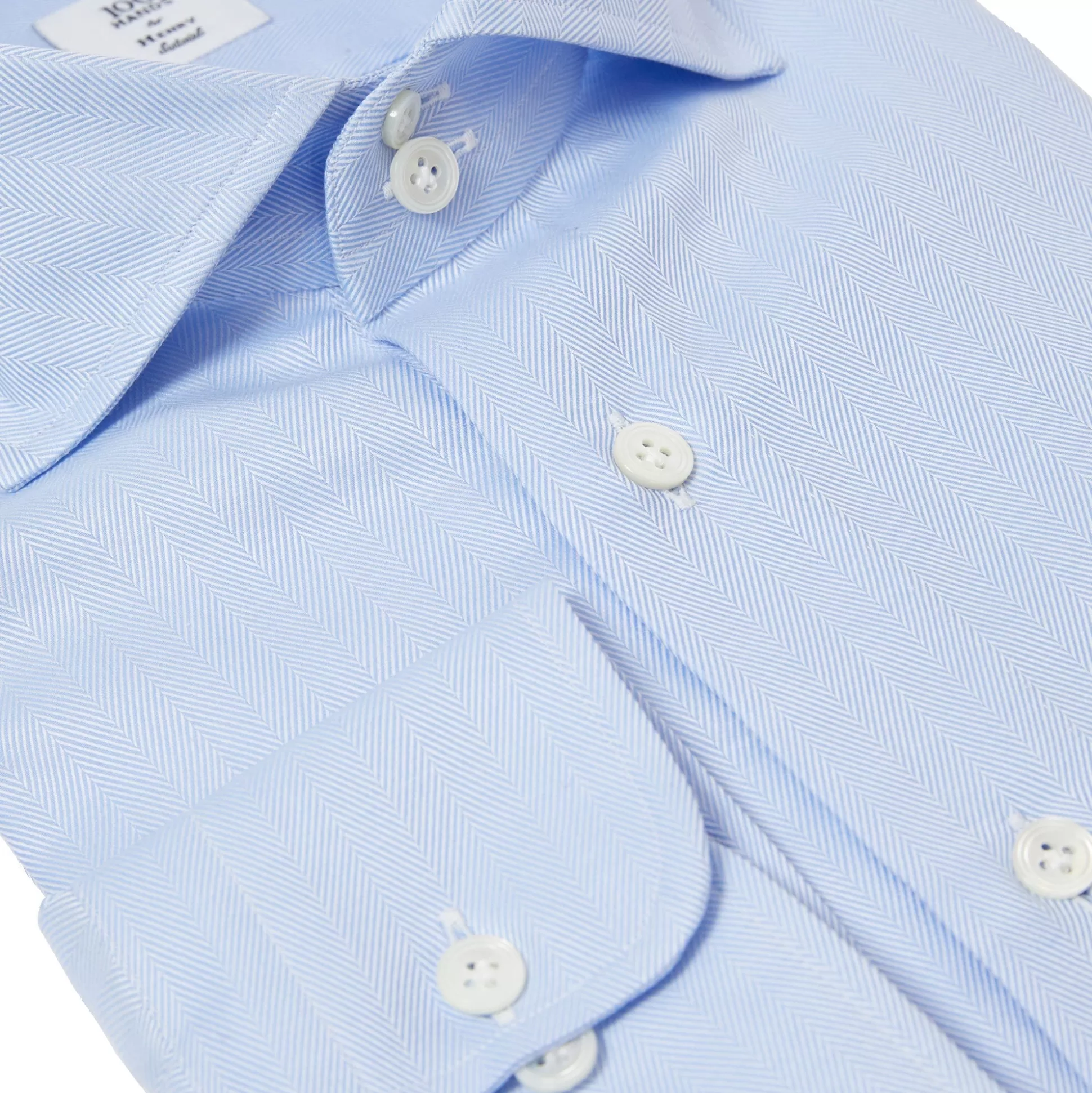 Shop Henry Bucks HENRY SARTORIAL X 100 HANDS Herringbone Shirt SKY