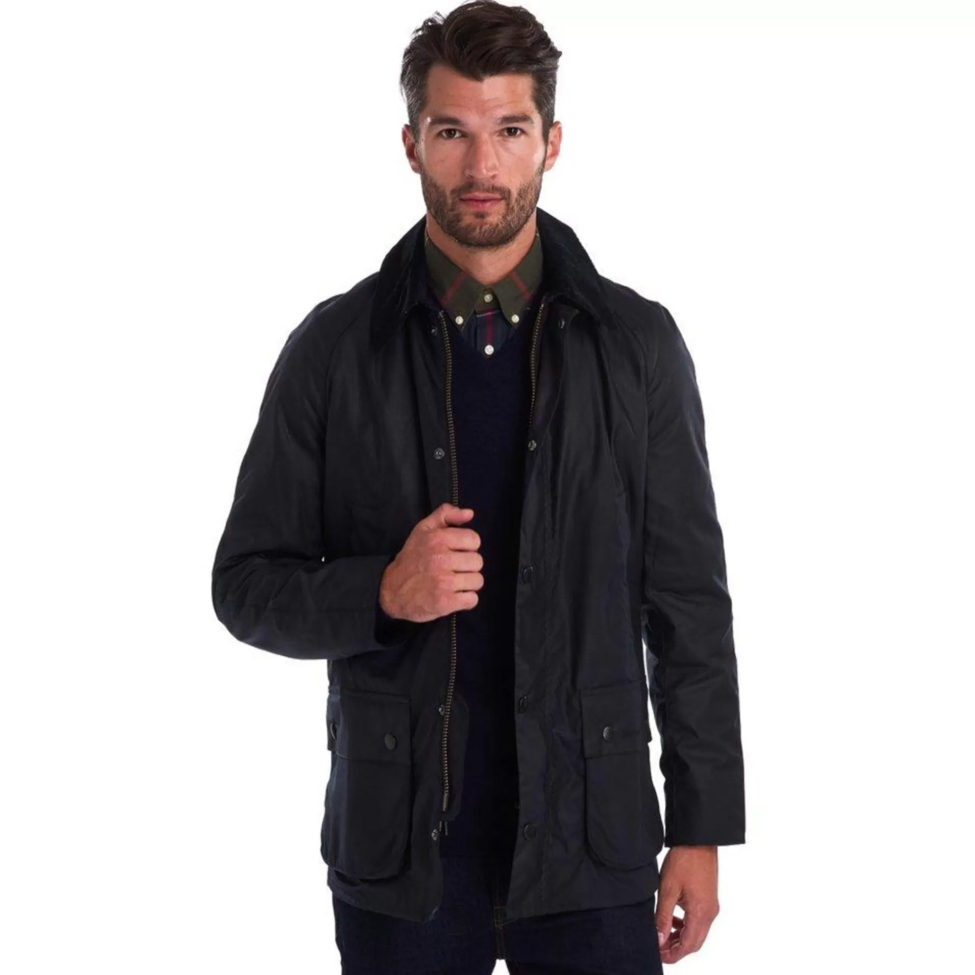 Cheap Henry Bucks HENRY SARTORIAL X BARBOUR Ashby Wax Jacket NAVY