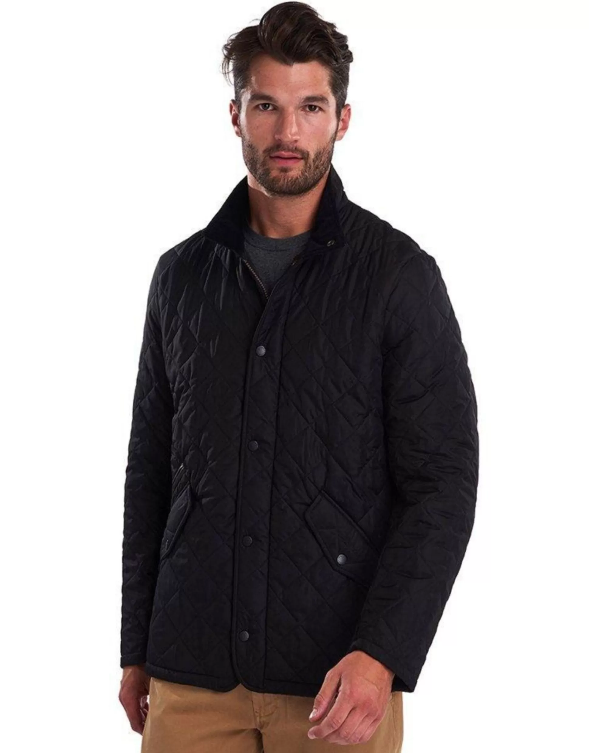 Cheap Henry Bucks Henry Sartorial X Barbour Chelsea Sportsquilt Jacket BLACK