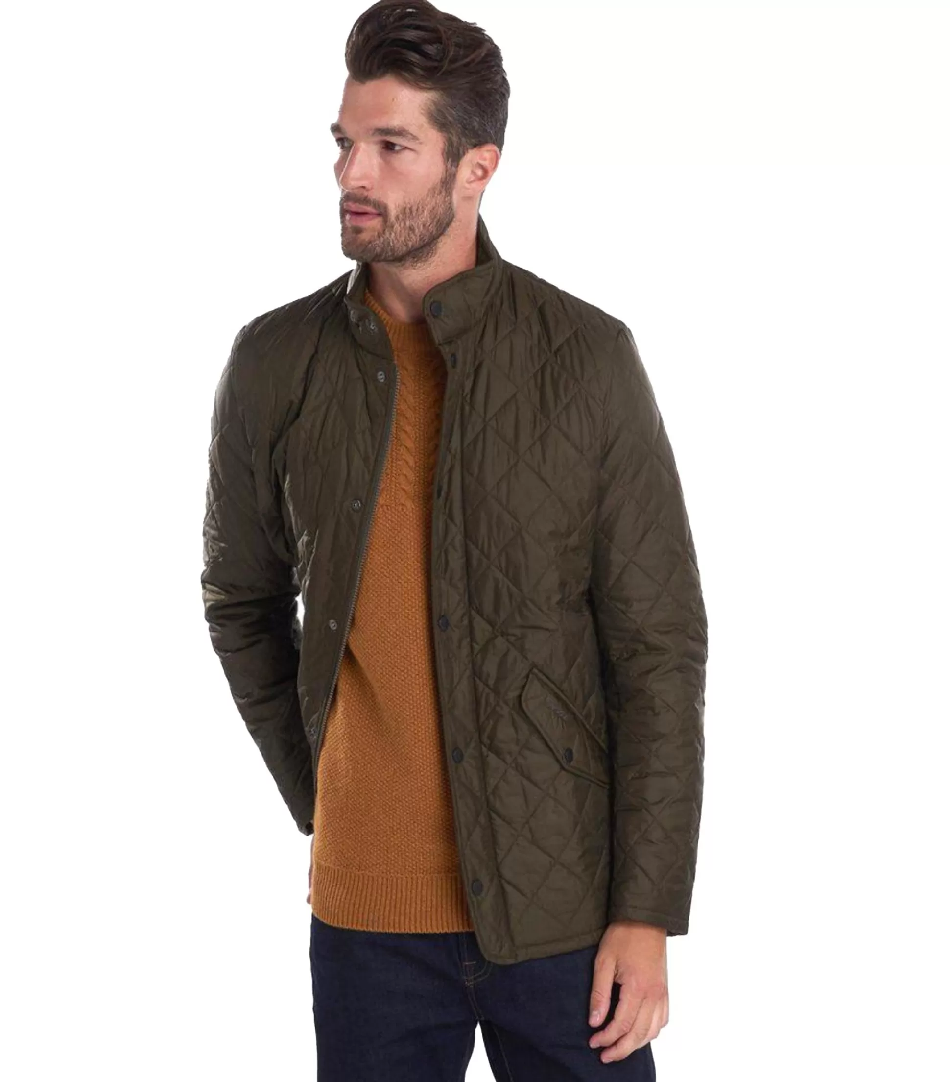Discount Henry Bucks HENRY SARTORIAL X BARBOUR Chelsea Sportsquilt Jacket OLIVE
