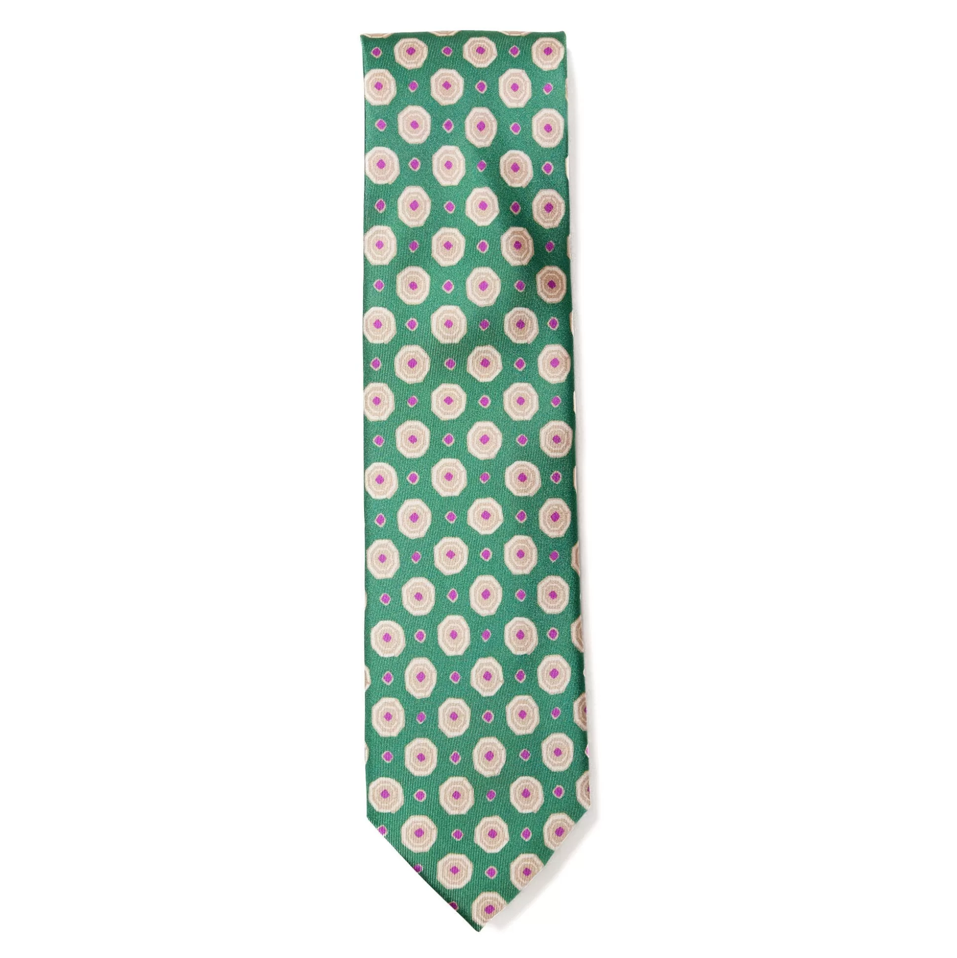 Clearance Henry Bucks HENRY SARTORIAL X CANTINI Printed Silk Tie BOTTLE GREEN