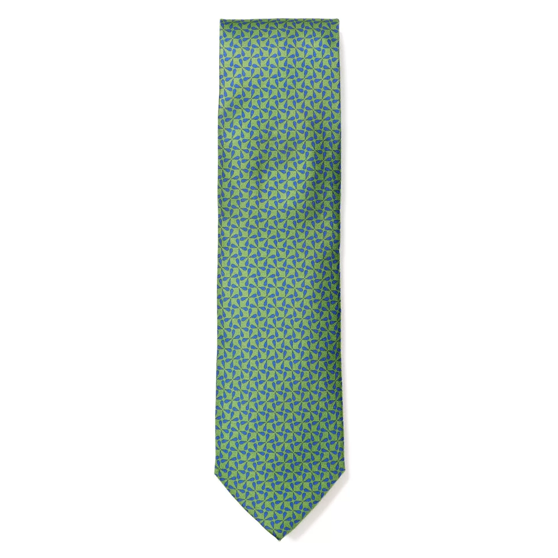 New Henry Bucks HENRY SARTORIAL X CANTINI Printed Silk Tie GREEN/BLUE