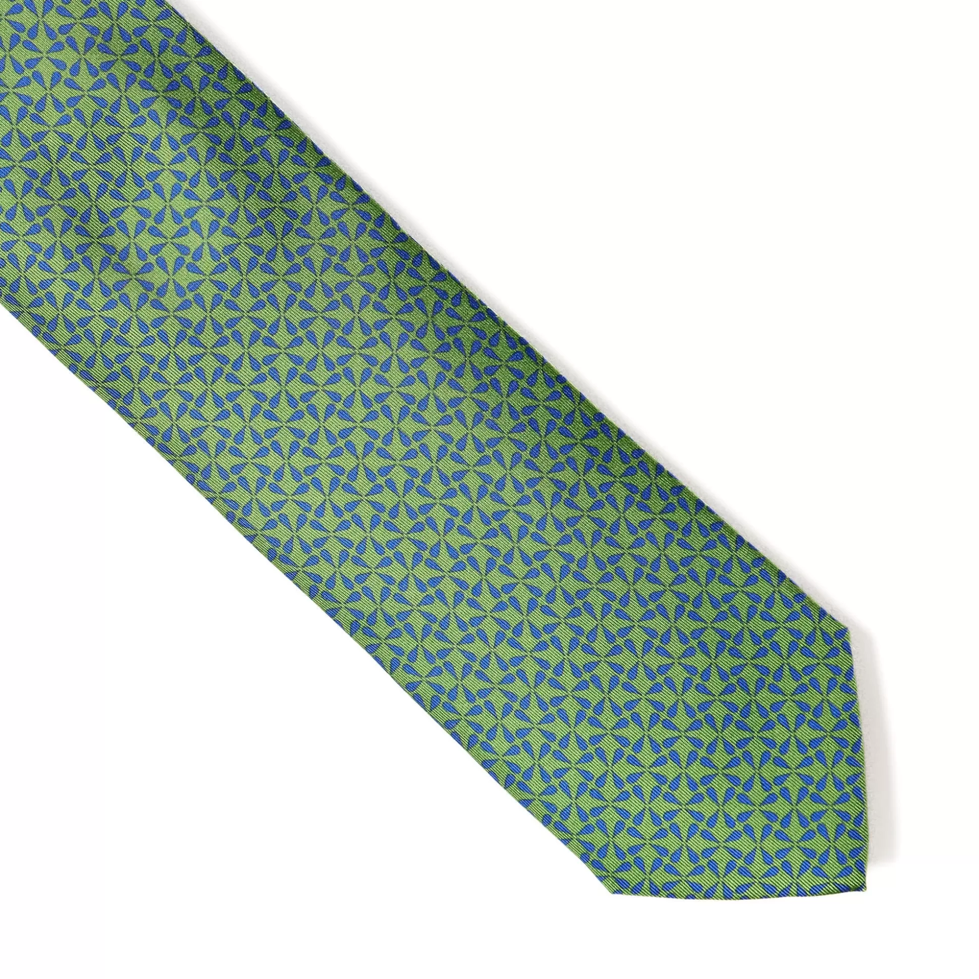 New Henry Bucks HENRY SARTORIAL X CANTINI Printed Silk Tie GREEN/BLUE