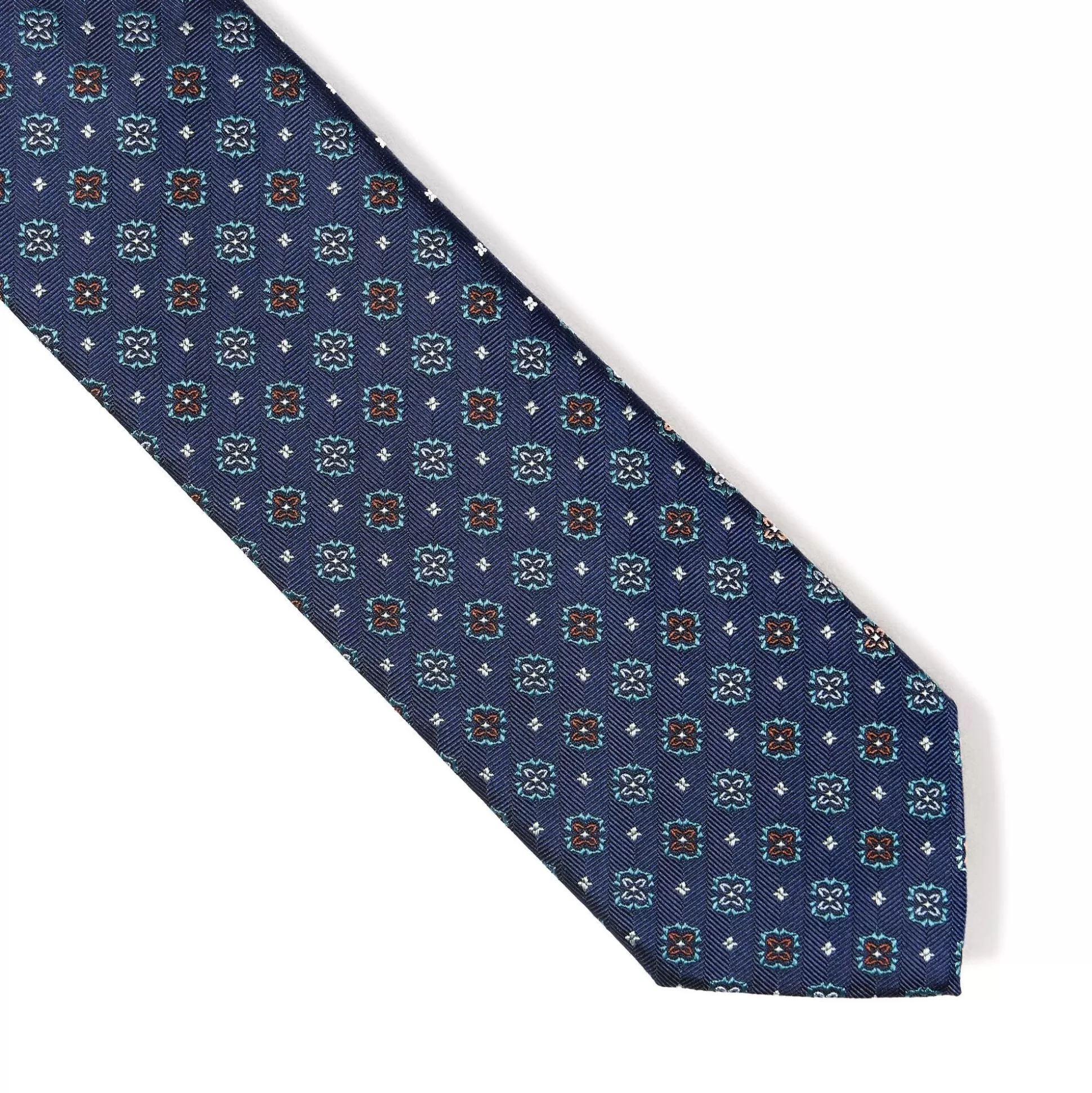 Online Henry Bucks HENRY SARTORIAL X CANTINI Woven Silk Tie NAVY/TEAL