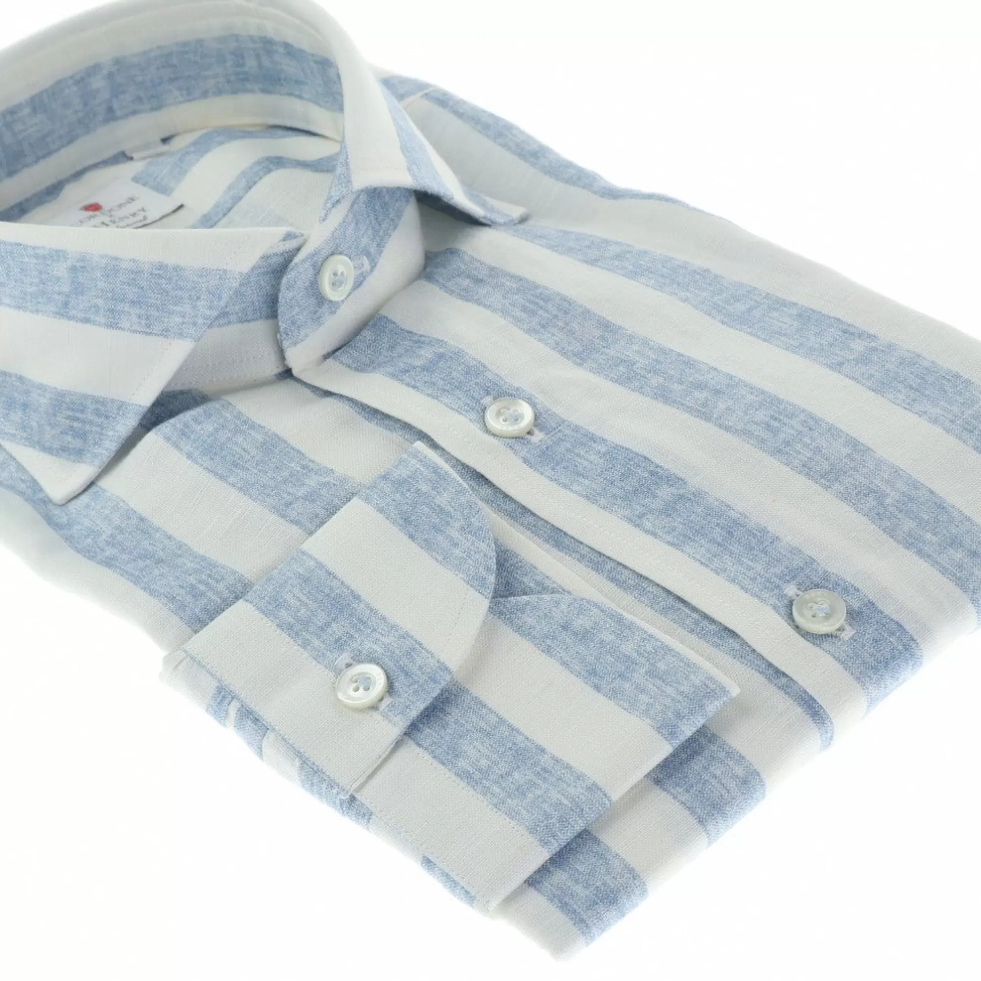 Fashion Henry Bucks HENRY SARTORIAL X CORDONE Cotton/Linen Stripe Shirt BLUE/WHITE BLUE/WHITE STRIPES