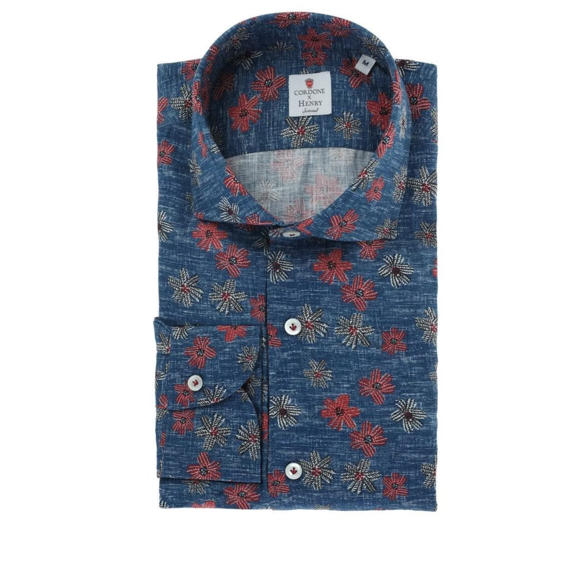 Hot Henry Bucks HENRY SARTORIAL X CORDONE Floral Linen Shirt BLUE/MULTI