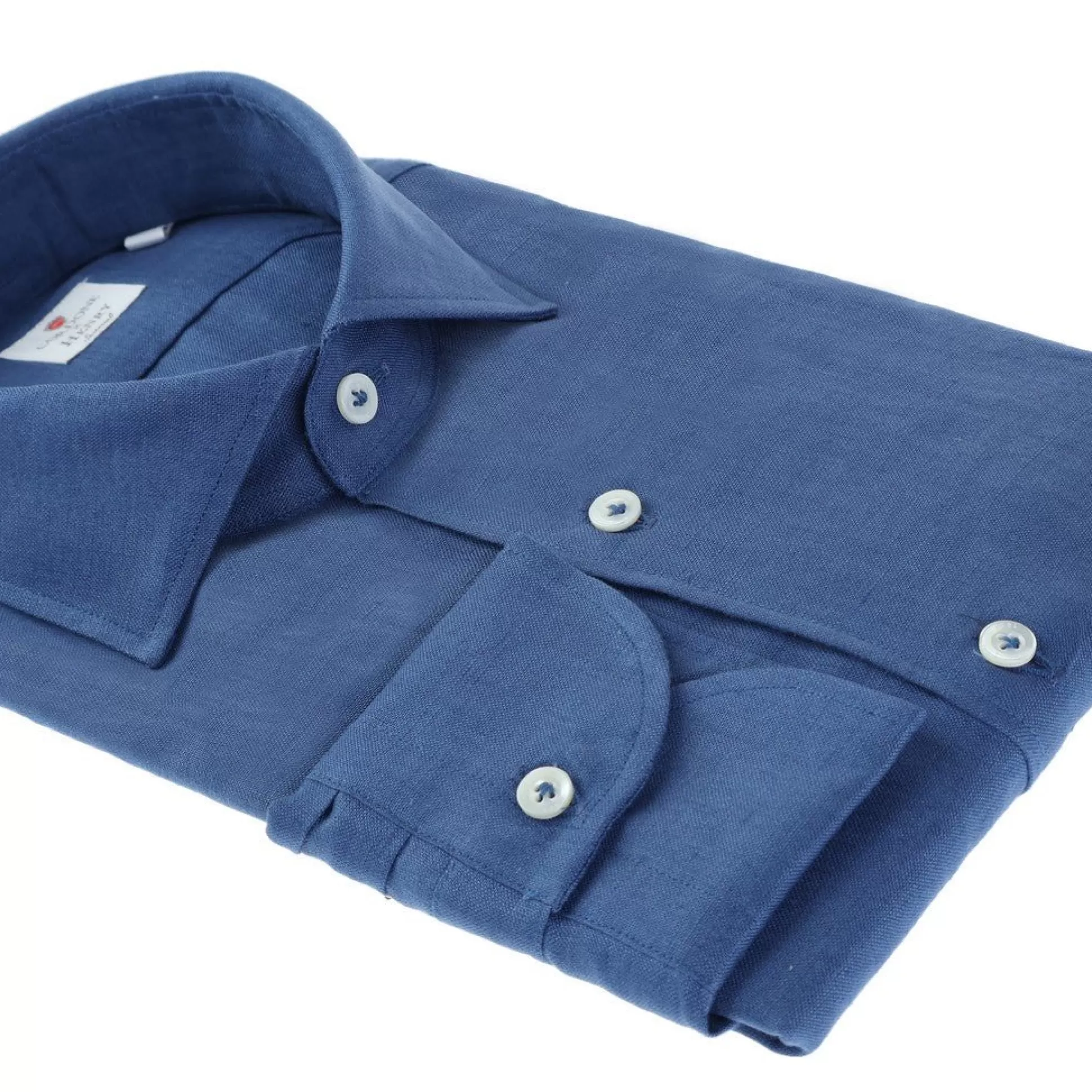 Discount Henry Bucks HENRY SARTORIAL X CORDONE Plain Linen Shirt BLUE