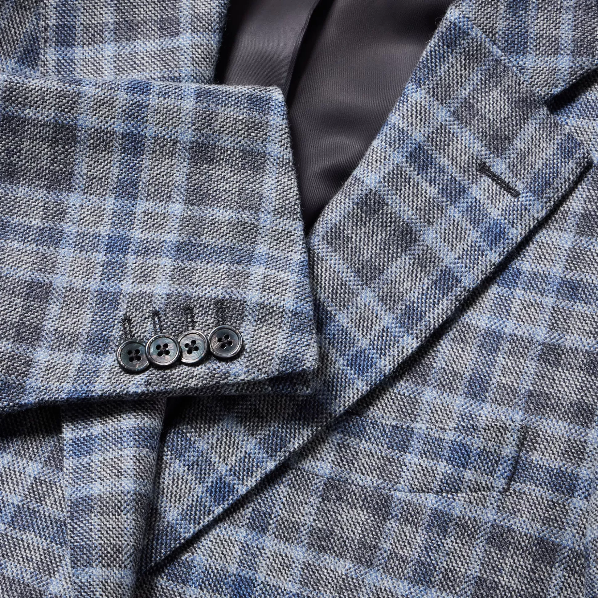 New Henry Bucks HENRY SARTORIAL X DORMEUIL Dun Full Canvas Check Blazer GREY/SKY REG