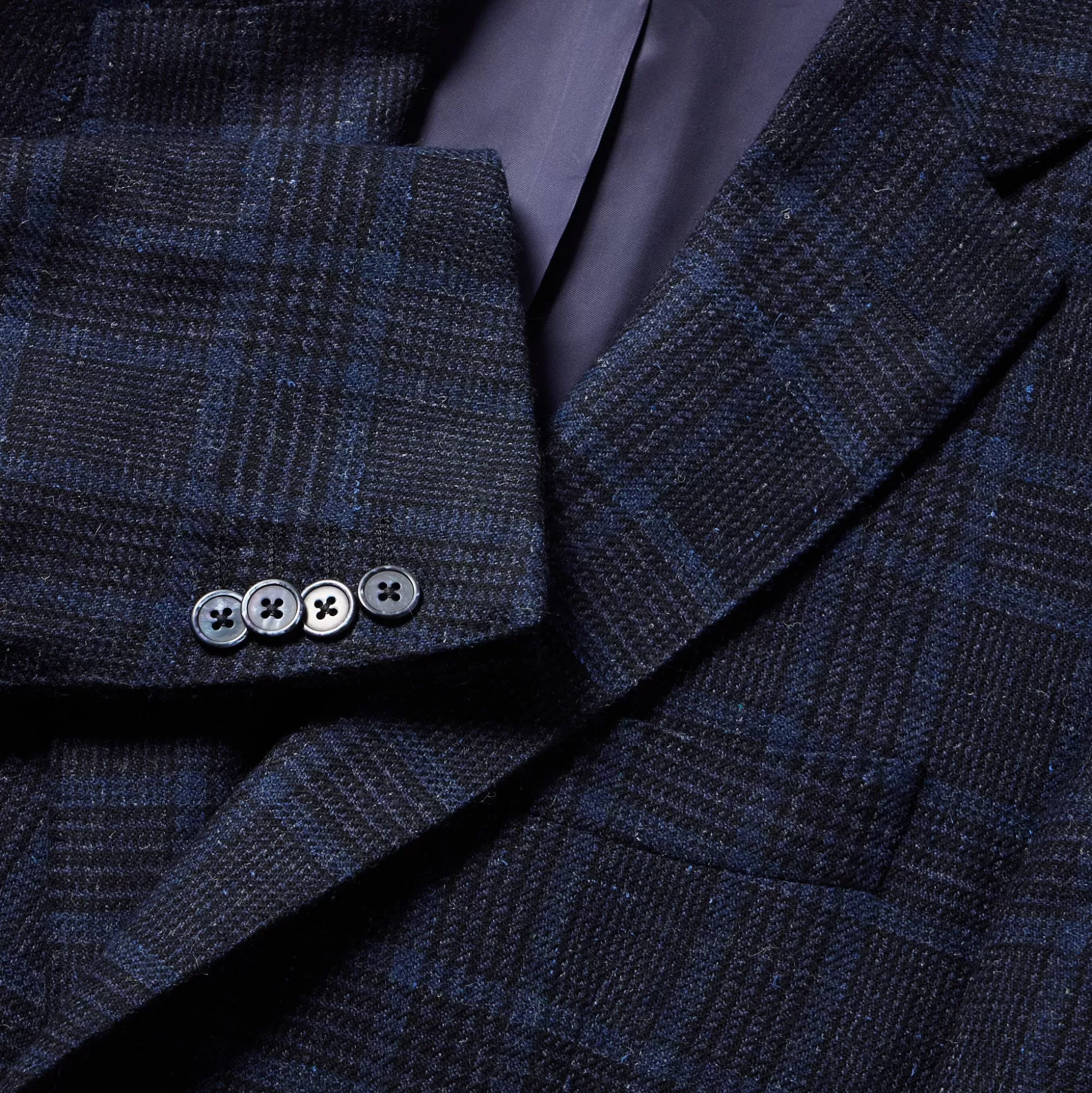 Flash Sale Henry Bucks HENRY SARTORIAL X DORMEUIL Dun Full Canvas Check Blazer NAVY/SKY REG