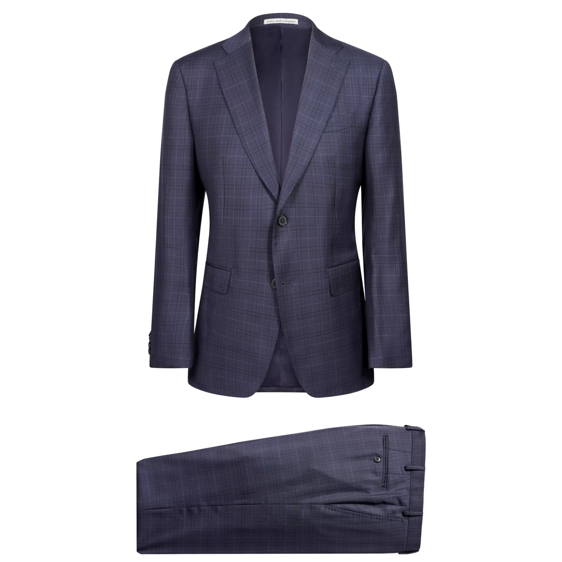 Clearance Henry Bucks HENRY SARTORIAL X DORMEUIL Dun Full Canvas Check Suit NAVY SKY REG
