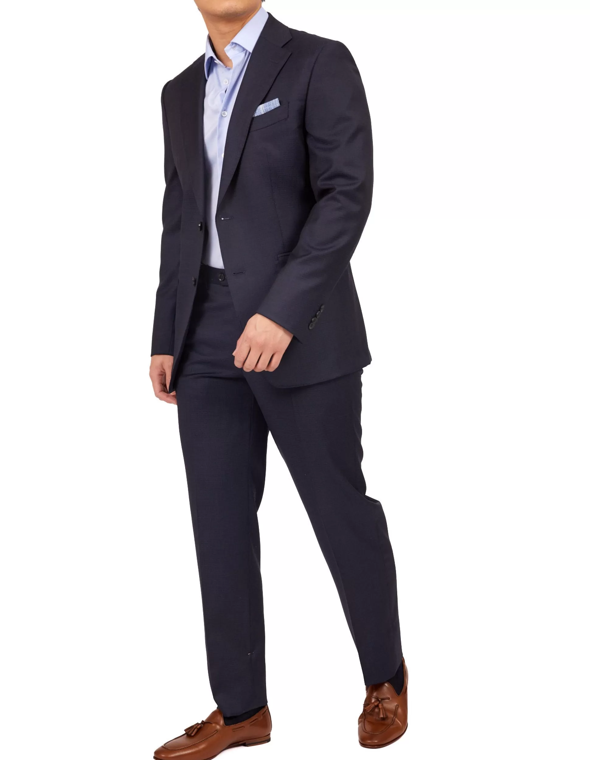 Discount Henry Bucks HENRY SARTORIAL X DORMEUIL Small Pattern Suit NAVY REG