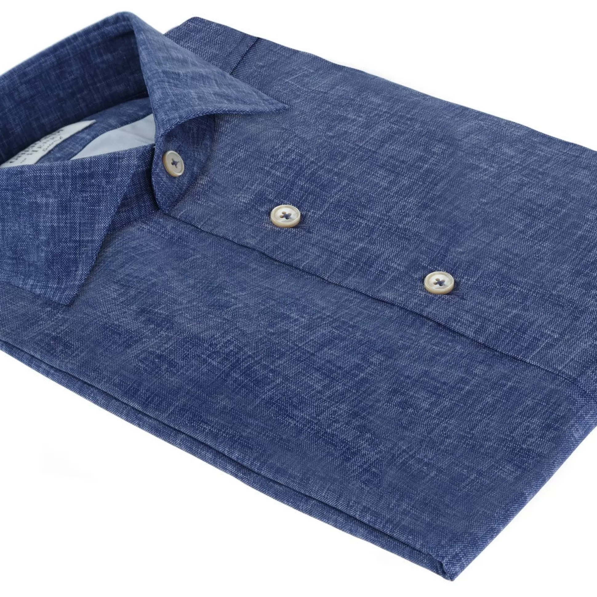 Online Henry Bucks HENRY SARTORIAL X GHERARDI Long Sleeve Buttoned Shirt BLUE MELANGE