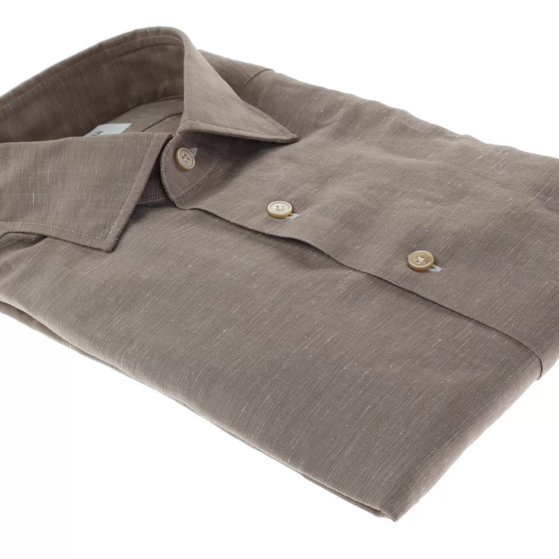 New Henry Bucks HENRY SARTORIAL X GHERARDI Long Sleeve Linen Mix Shirt BEIGE
