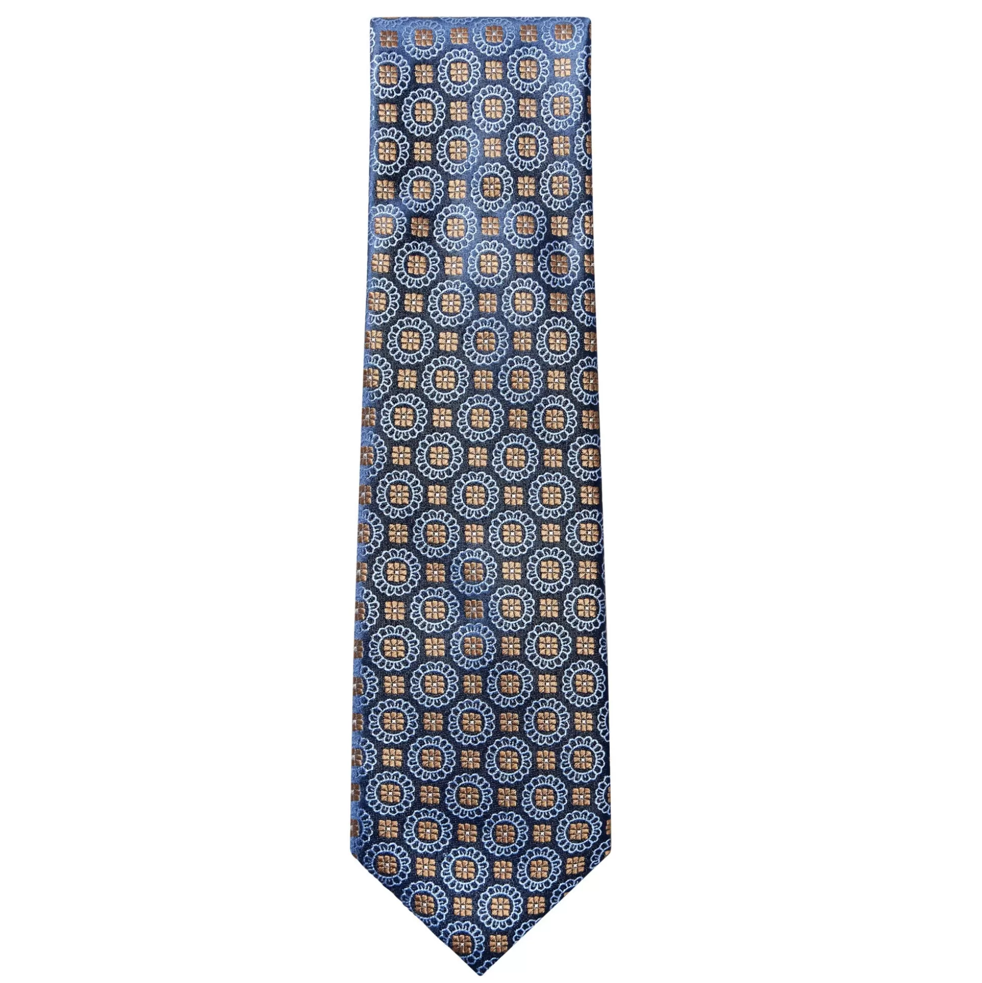 Best Sale Henry Bucks HENRY SARTORIAL X HEMLEY Flower Silk Tie BLUE/BROWN