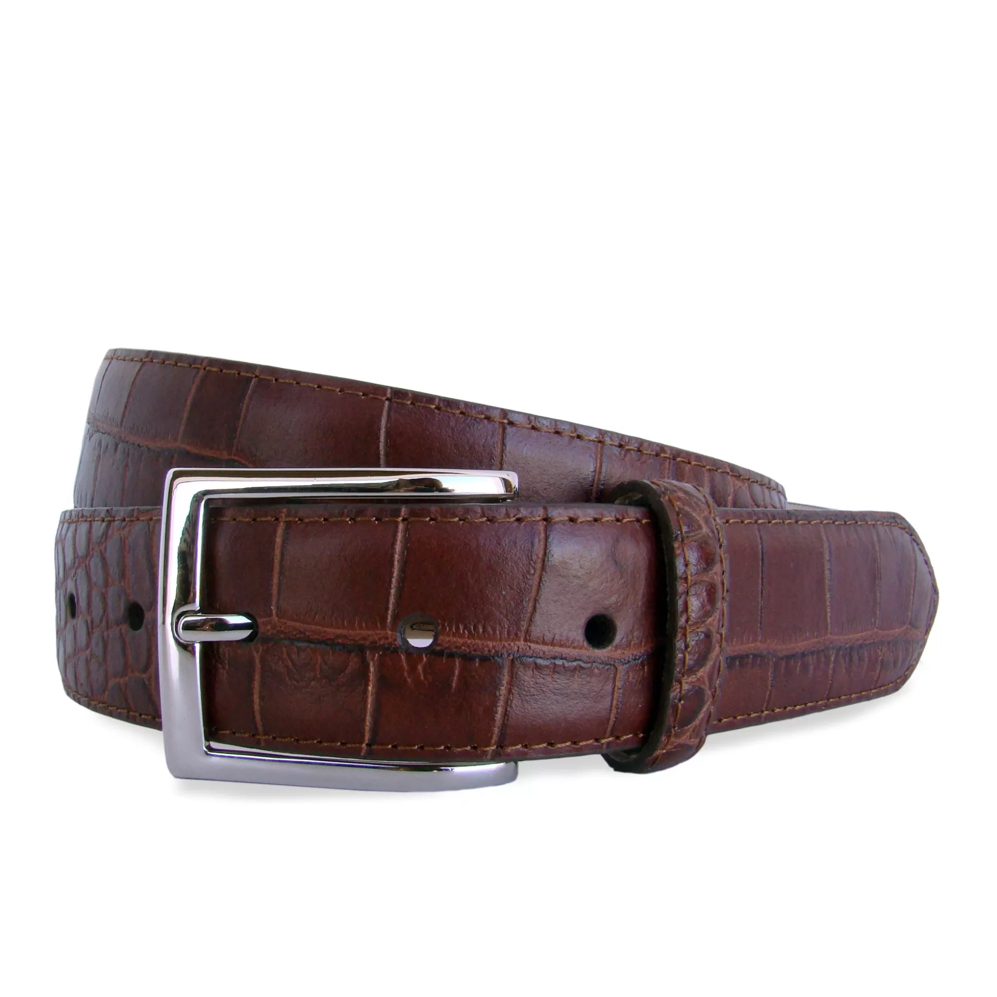 Cheap Henry Bucks HENRY SARTORIAL X LEYVA Croc Leather Belt BROWN