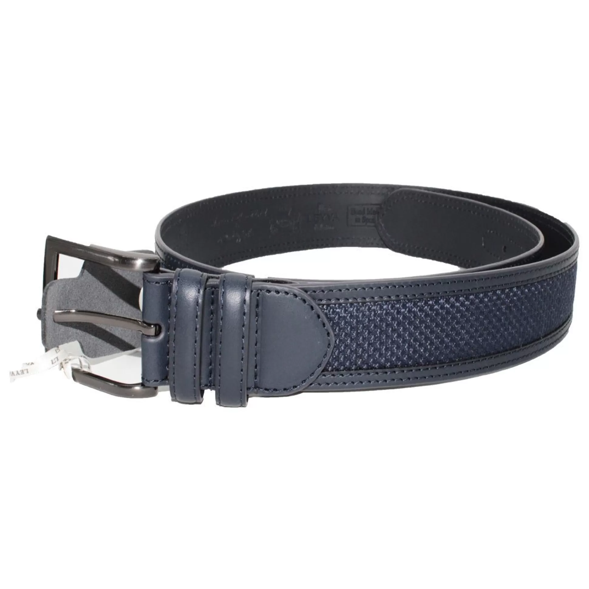 Discount Henry Bucks HENRY SARTORIAL X LEYVA Textured Leather Belt NAVY