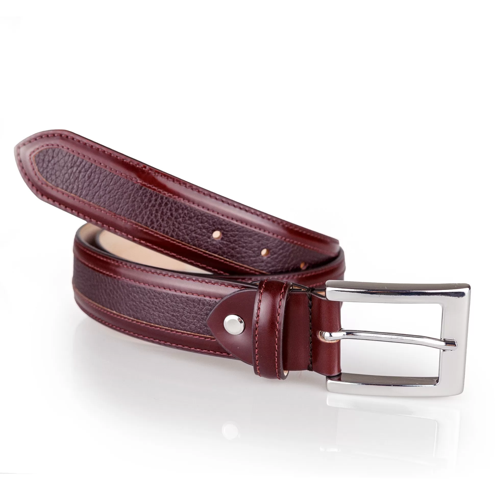 Shop Henry Bucks HENRY SARTORIAL X MARSDEN Two-Tone Belt BURGUNDY