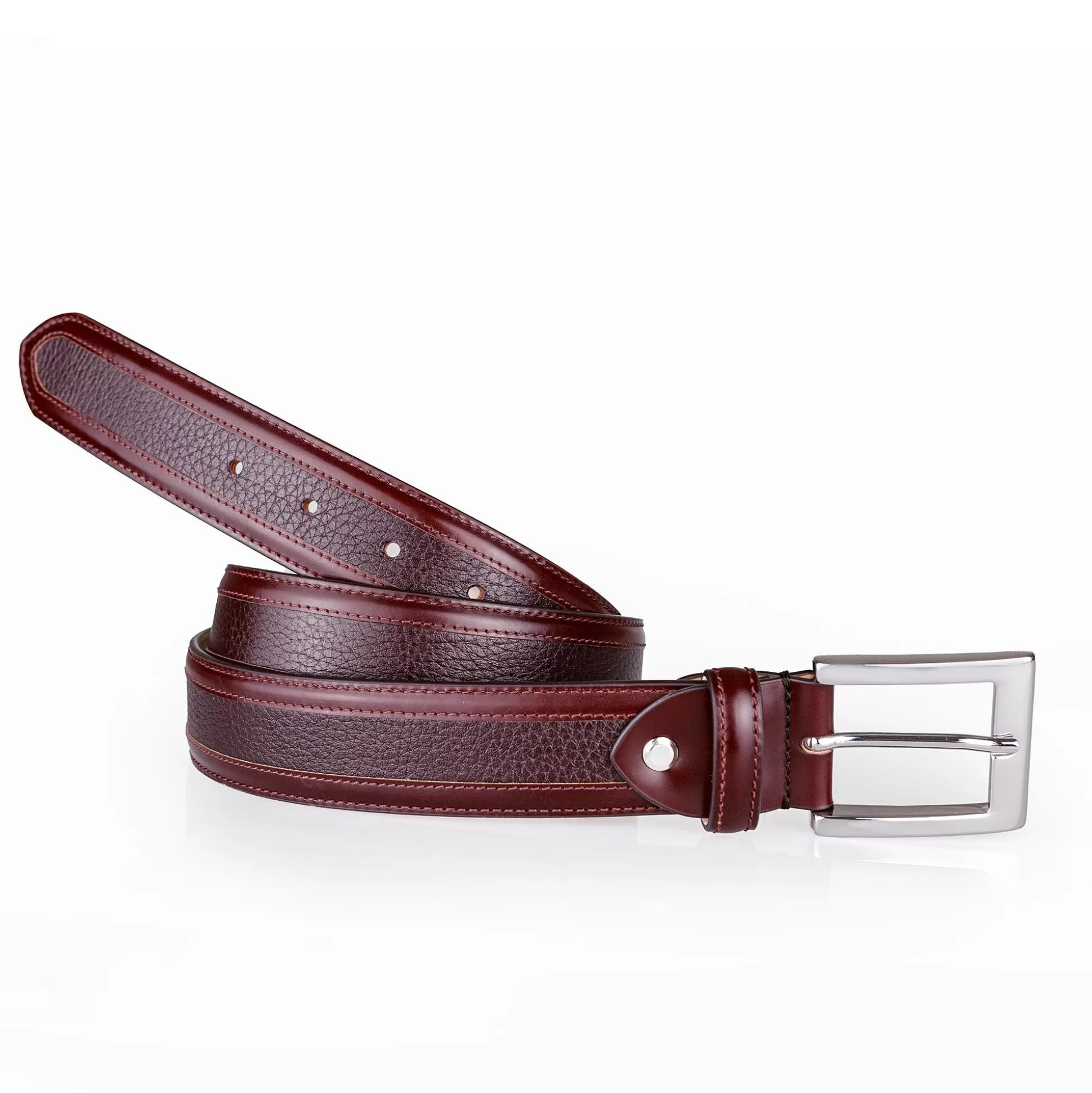 Shop Henry Bucks HENRY SARTORIAL X MARSDEN Two-Tone Belt BURGUNDY