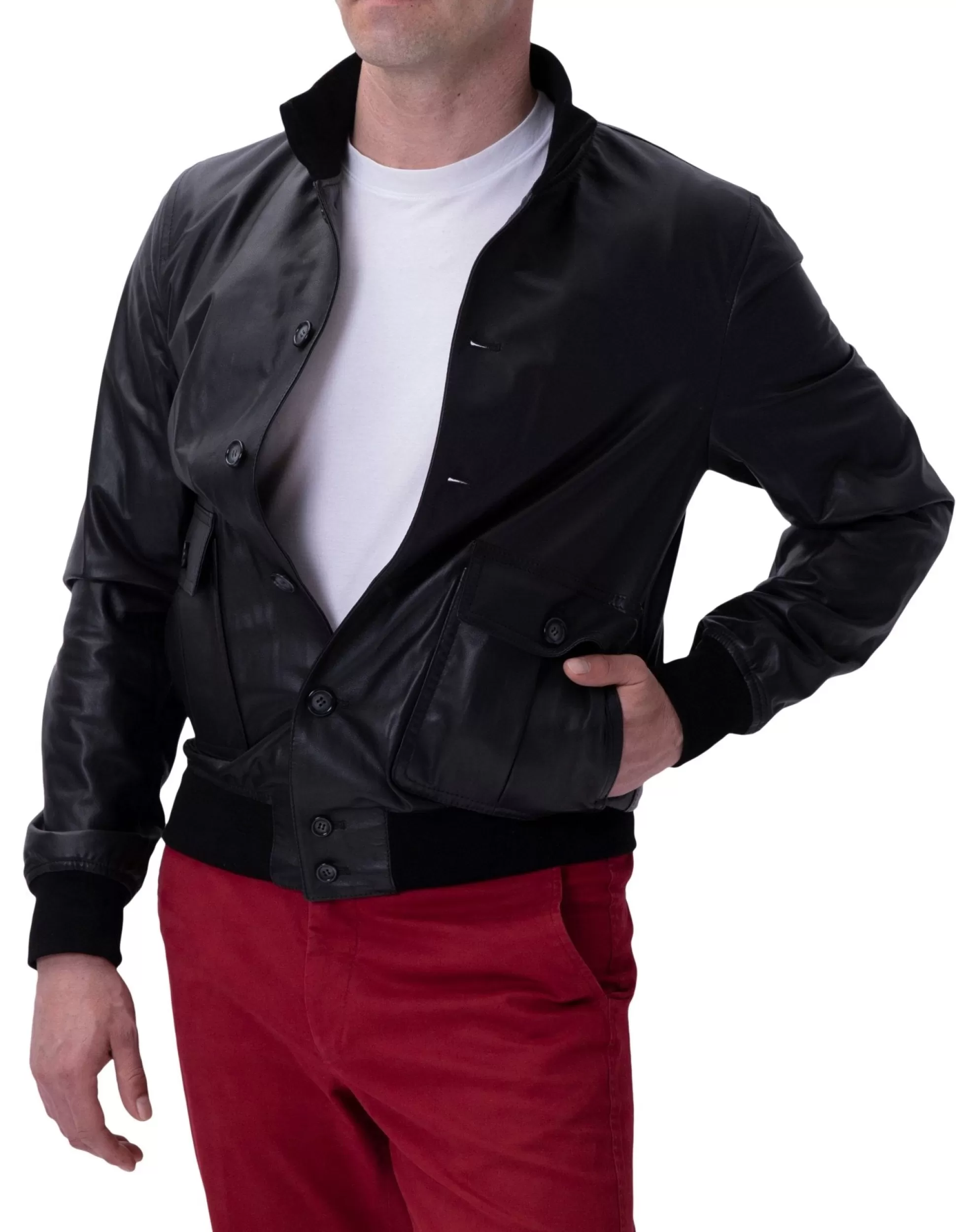 Sale Henry Bucks Henry Sartorial X Valstar Iconic Leather Jacket BLACK