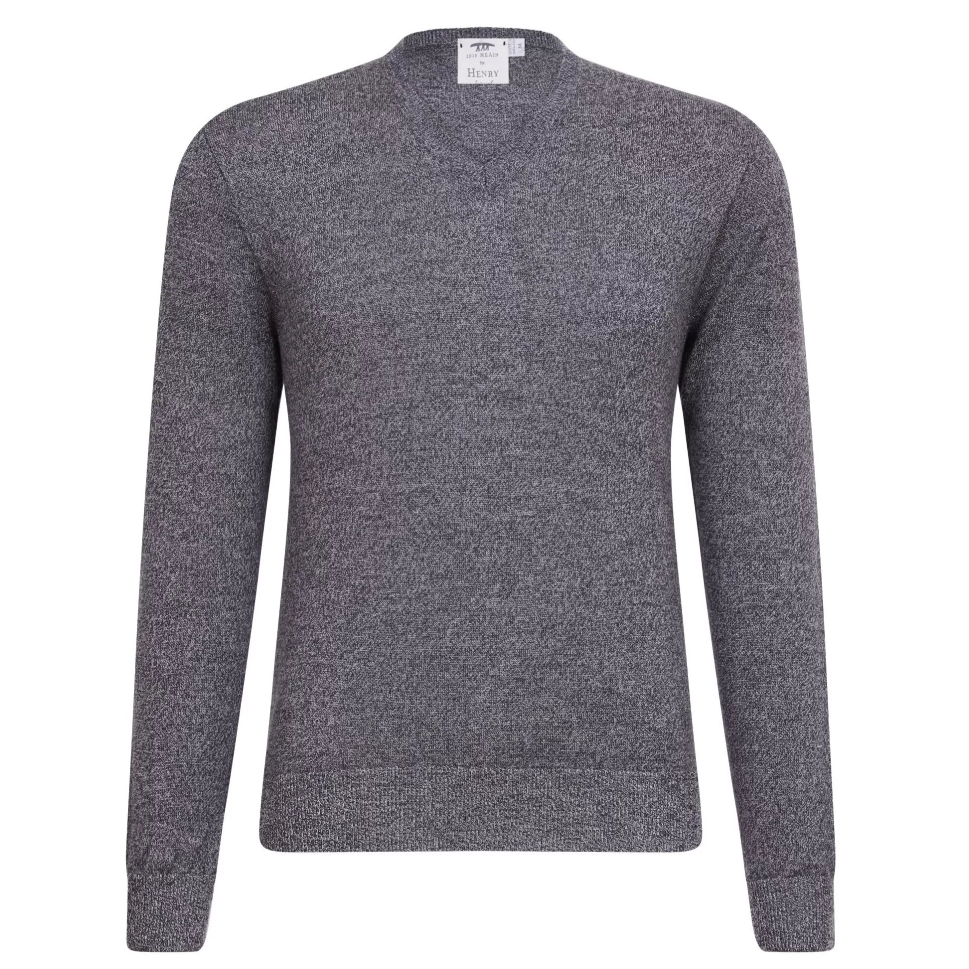 Sale Henry Bucks INIS MEAIN Merino V Neck Knit GREY MARL