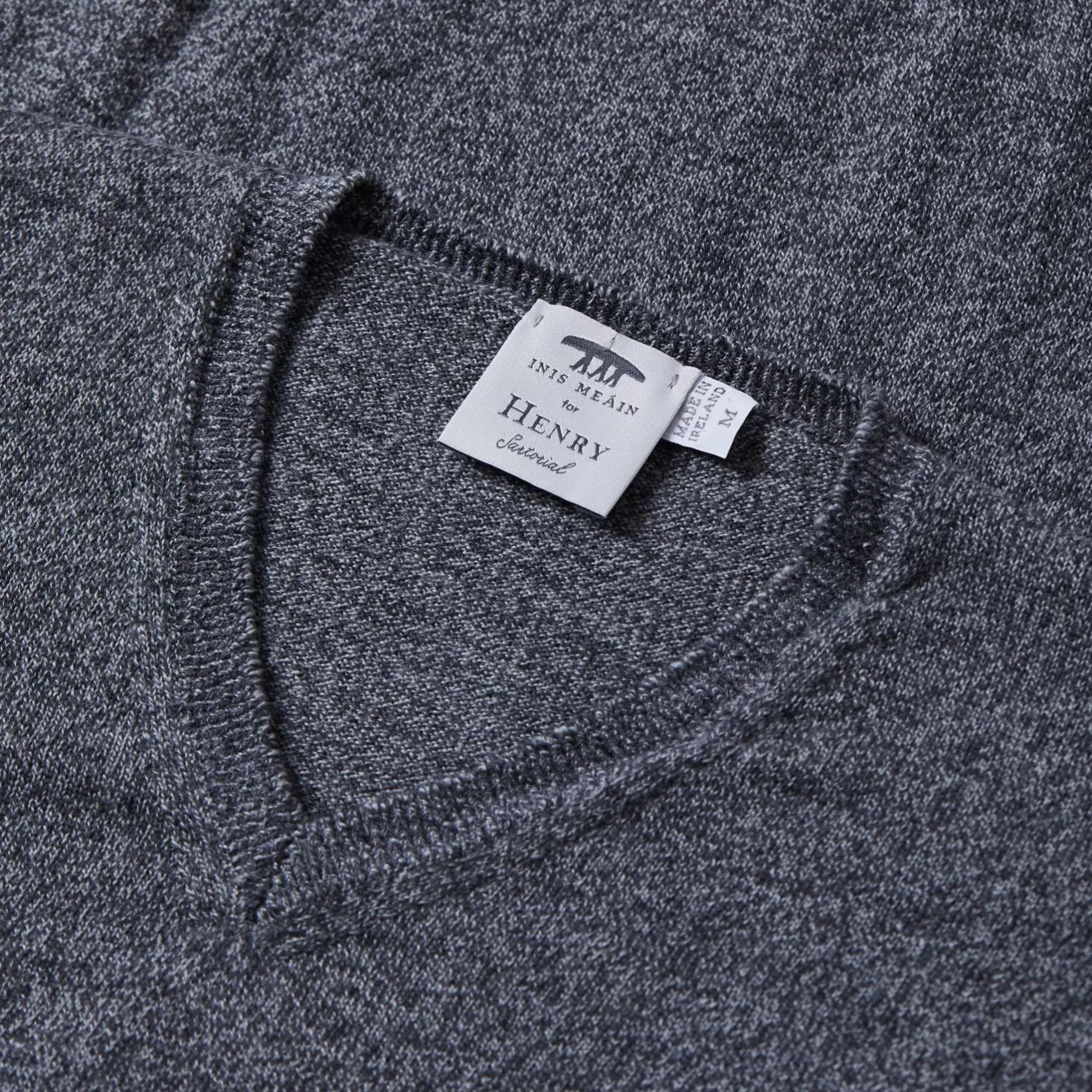 Sale Henry Bucks INIS MEAIN Merino V Neck Knit GREY MARL