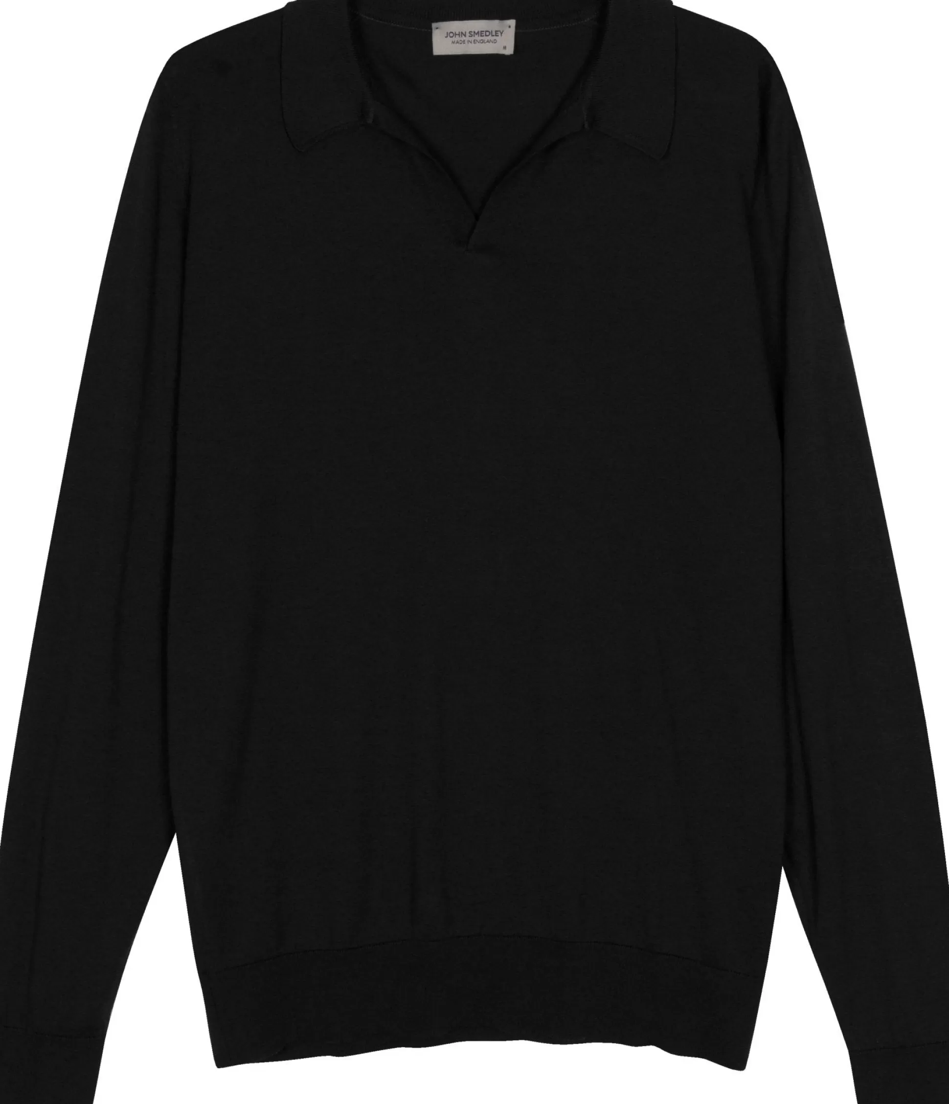 Fashion Henry Bucks JOHN SMEDLEY Skipper Long Sleeve Cotton Polo Shirt BLACK