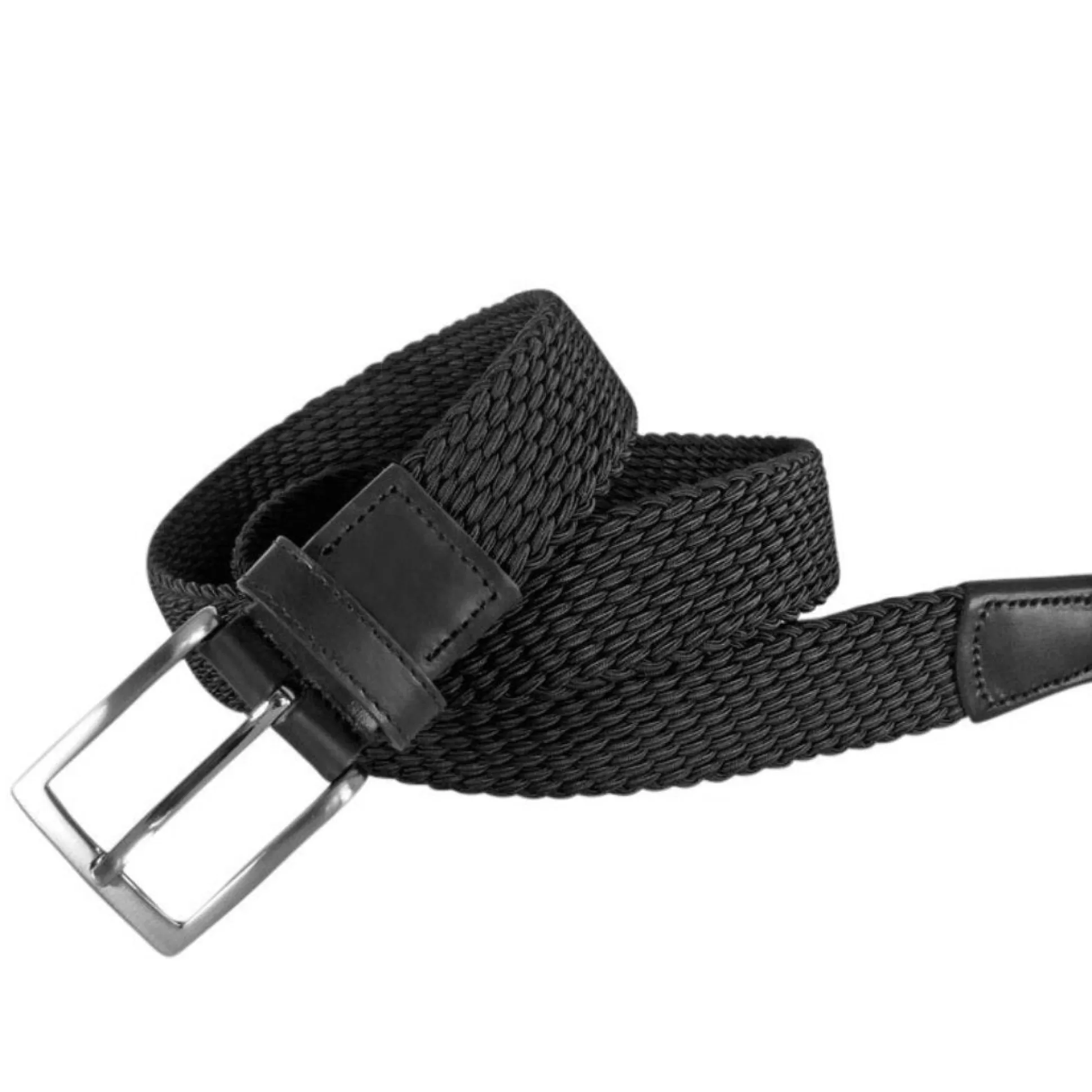 Fashion Henry Bucks LEYVA Elastic Braided Belt BLACK