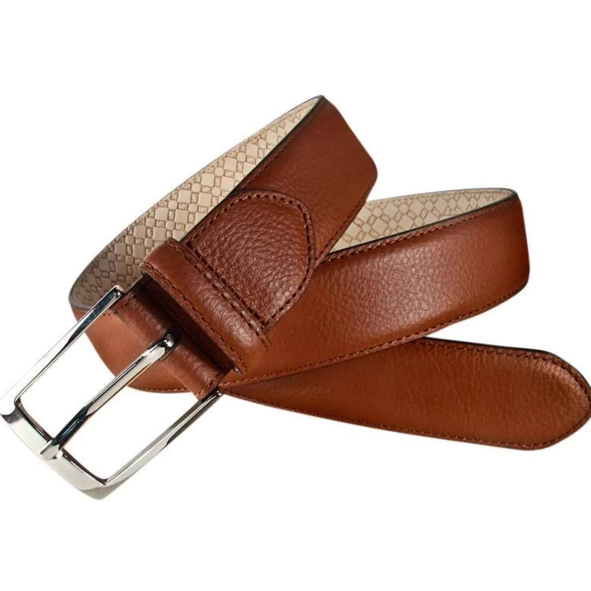 Hot Henry Bucks LEYVA Grained Calf Leather Men's Belt 209 COGNAC