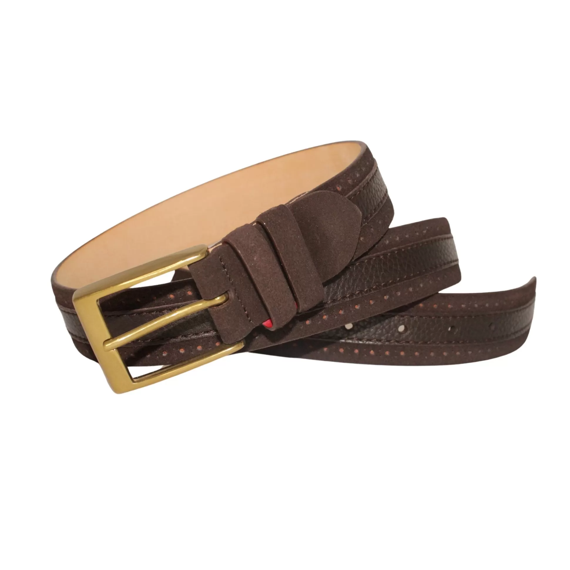 Fashion Henry Bucks LEYVA Plain Suede Leather Belt BROWN/CHOCOLATE