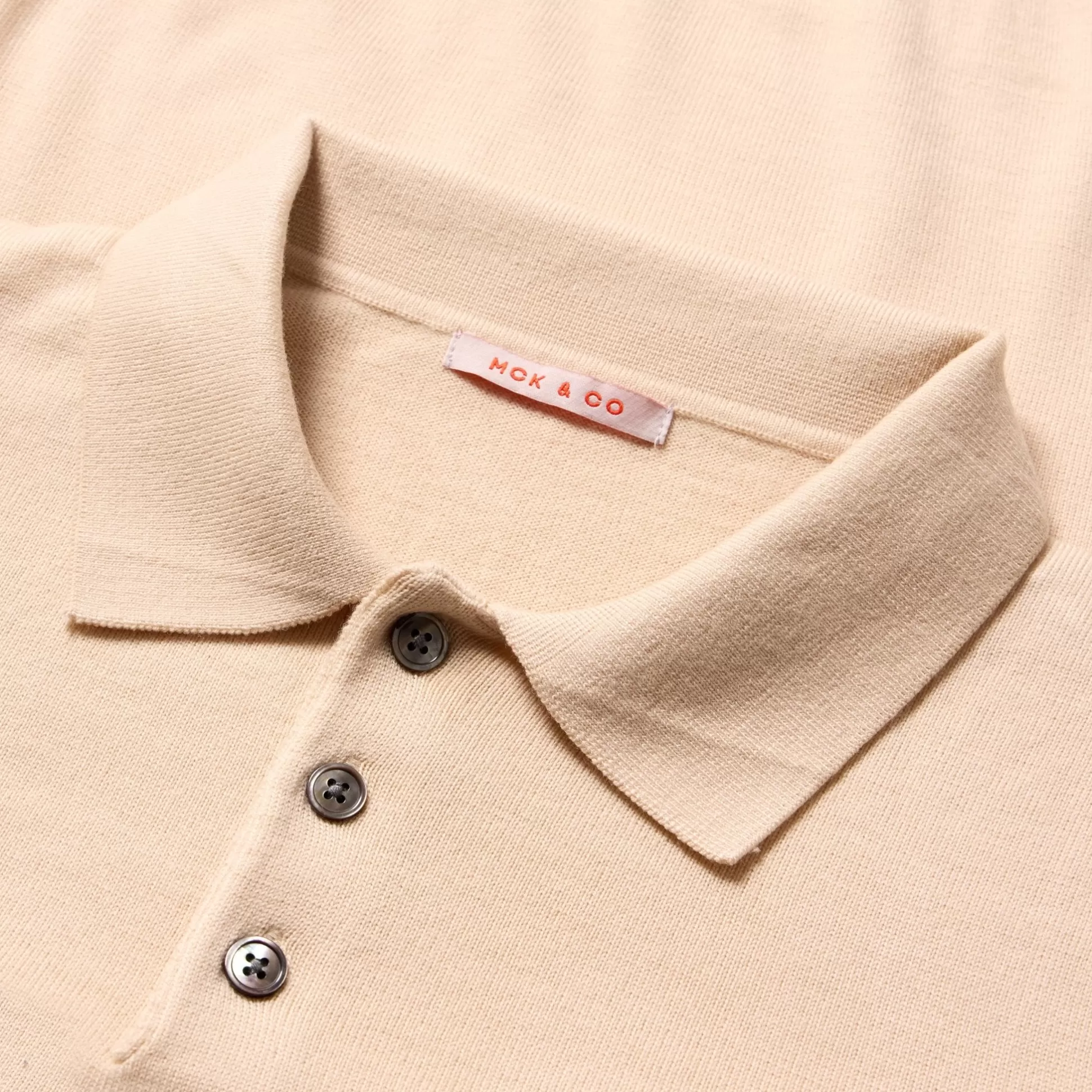 Best Sale Henry Bucks McKINNON & CO 3 Button Merino Polo BEIGE