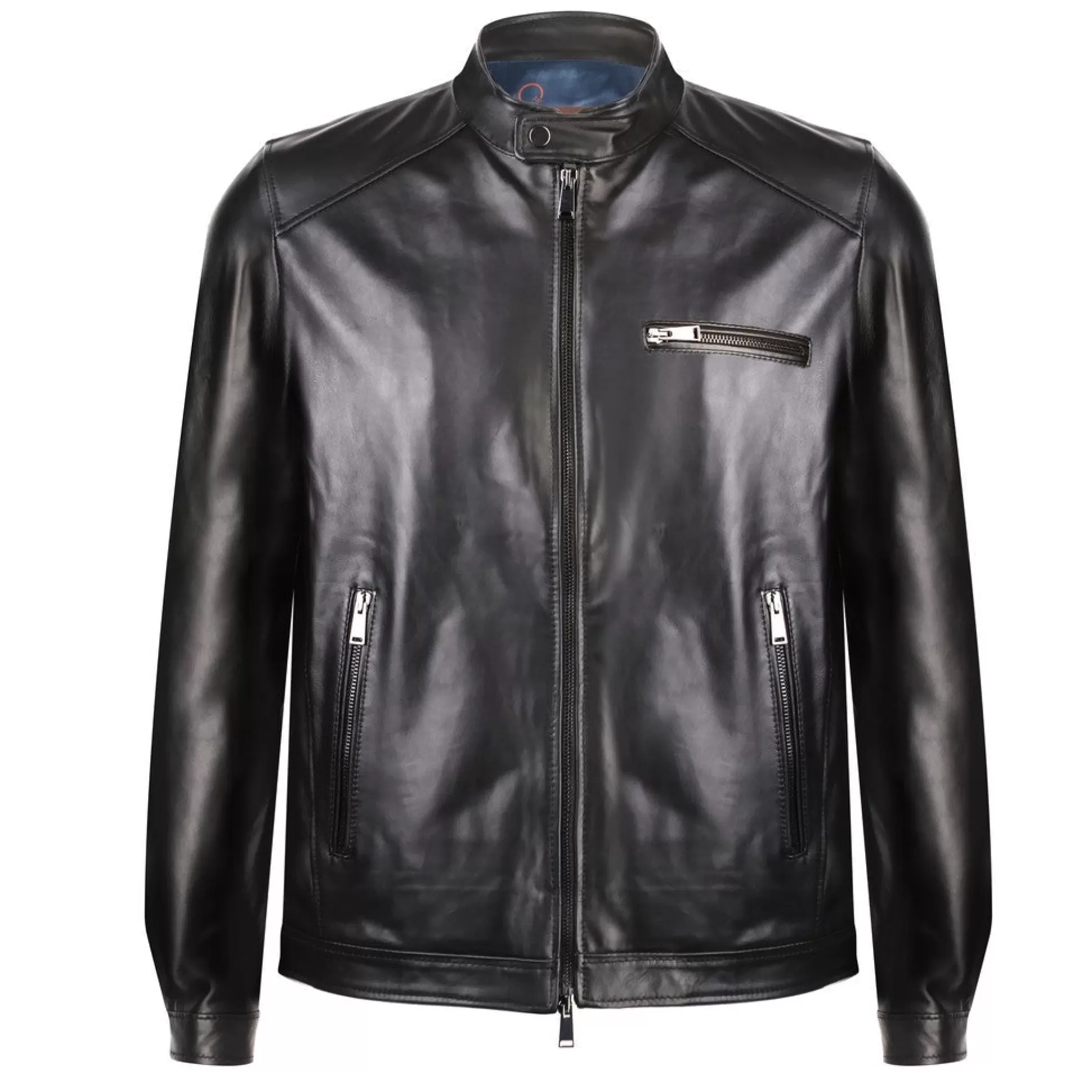 Shop Henry Bucks MCKINNON & CO Nappa Leather Biker Jacket BLACK REG