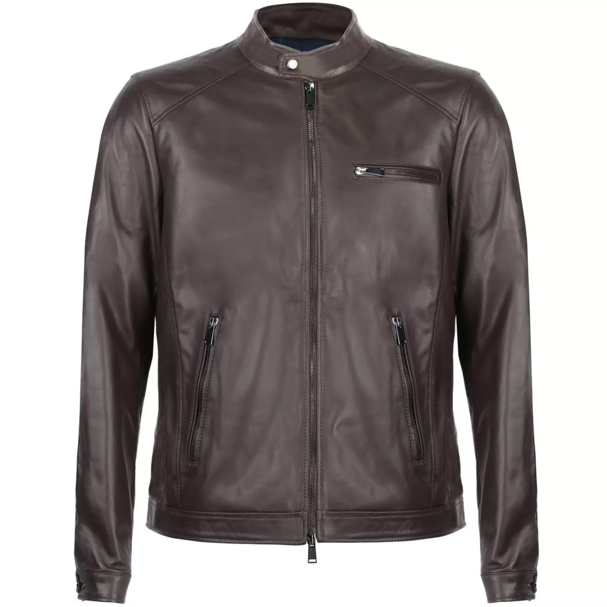 Fashion Henry Bucks MCKINNON & CO Nappa Leather Biker Jacket BROWN REG