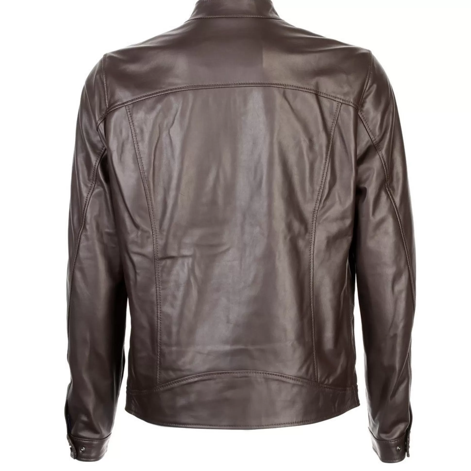 Fashion Henry Bucks MCKINNON & CO Nappa Leather Biker Jacket BROWN REG