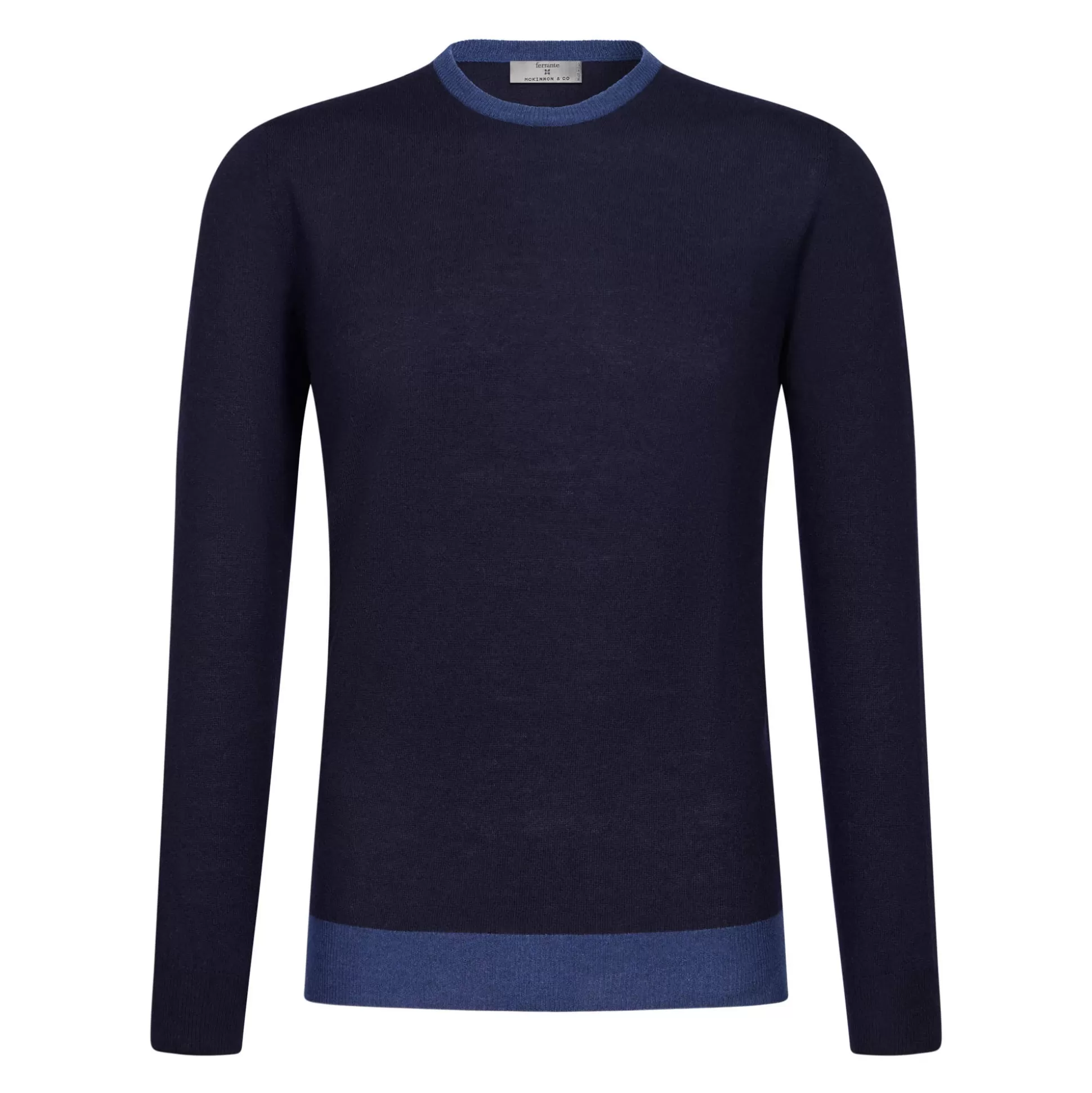 Fashion Henry Bucks MCKINNON & CO X FERRANTE Contrast Rib Crewneck Knit BLUE/NAVY