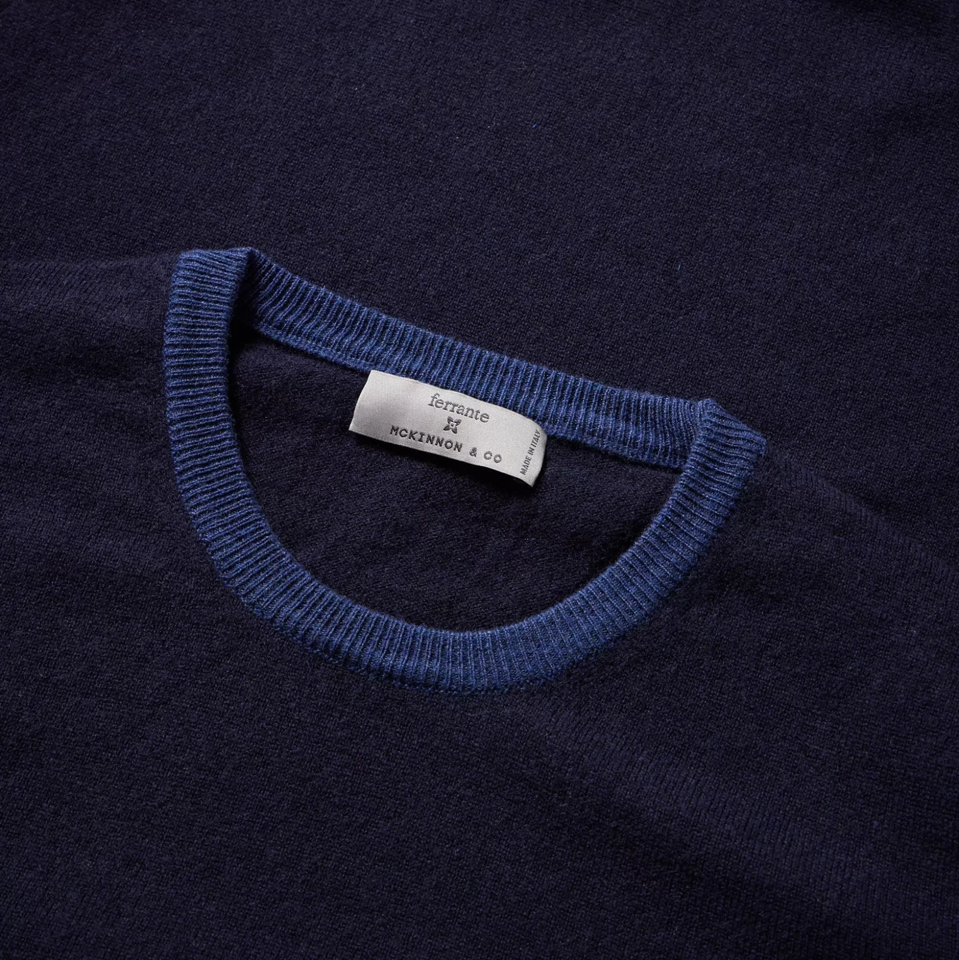 Fashion Henry Bucks MCKINNON & CO X FERRANTE Contrast Rib Crewneck Knit BLUE/NAVY