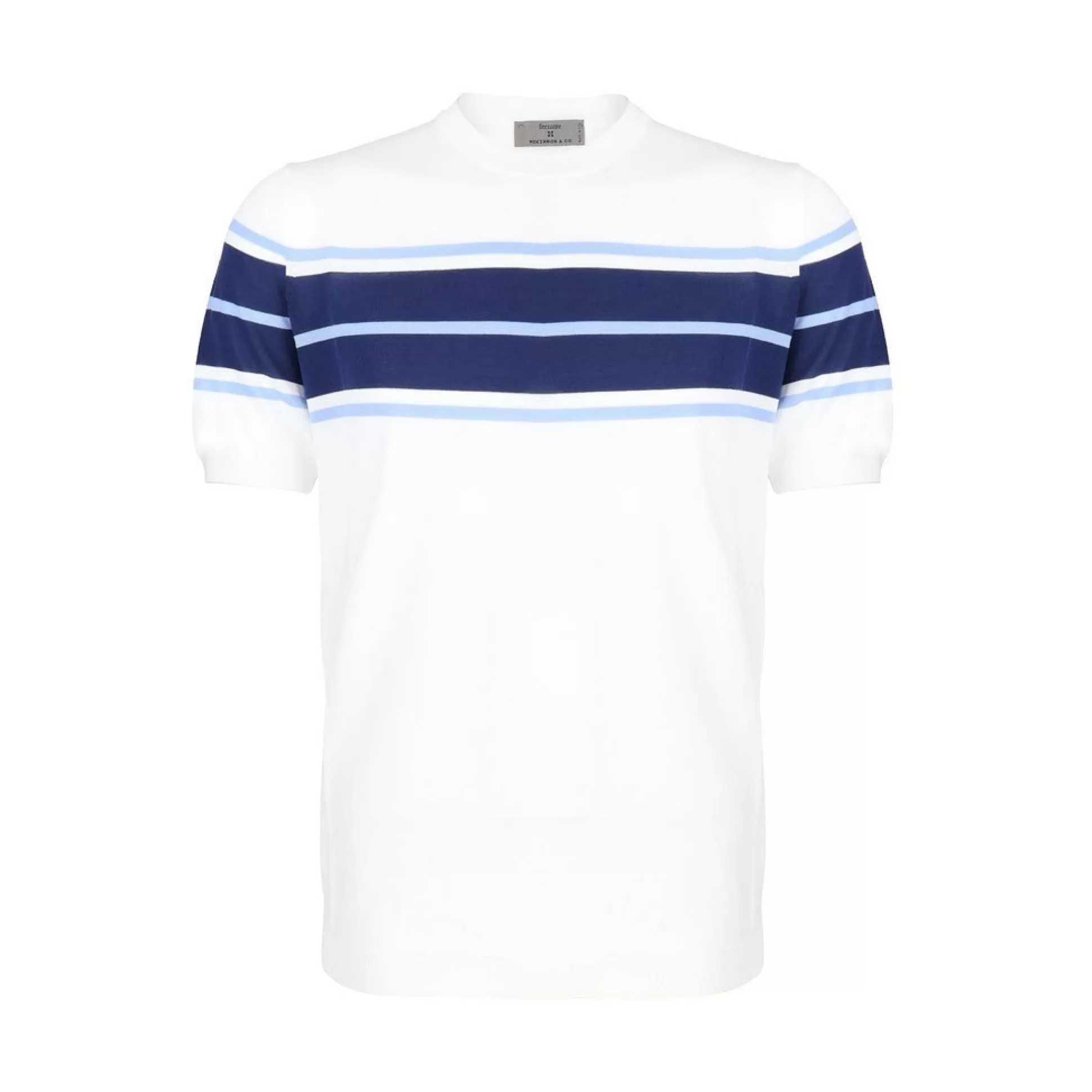 Best Henry Bucks McKINNON & CO X FERRANTE Cotton Crew Neck T-Shirt WHITE/NAVY WHITE/NAVY CNECK