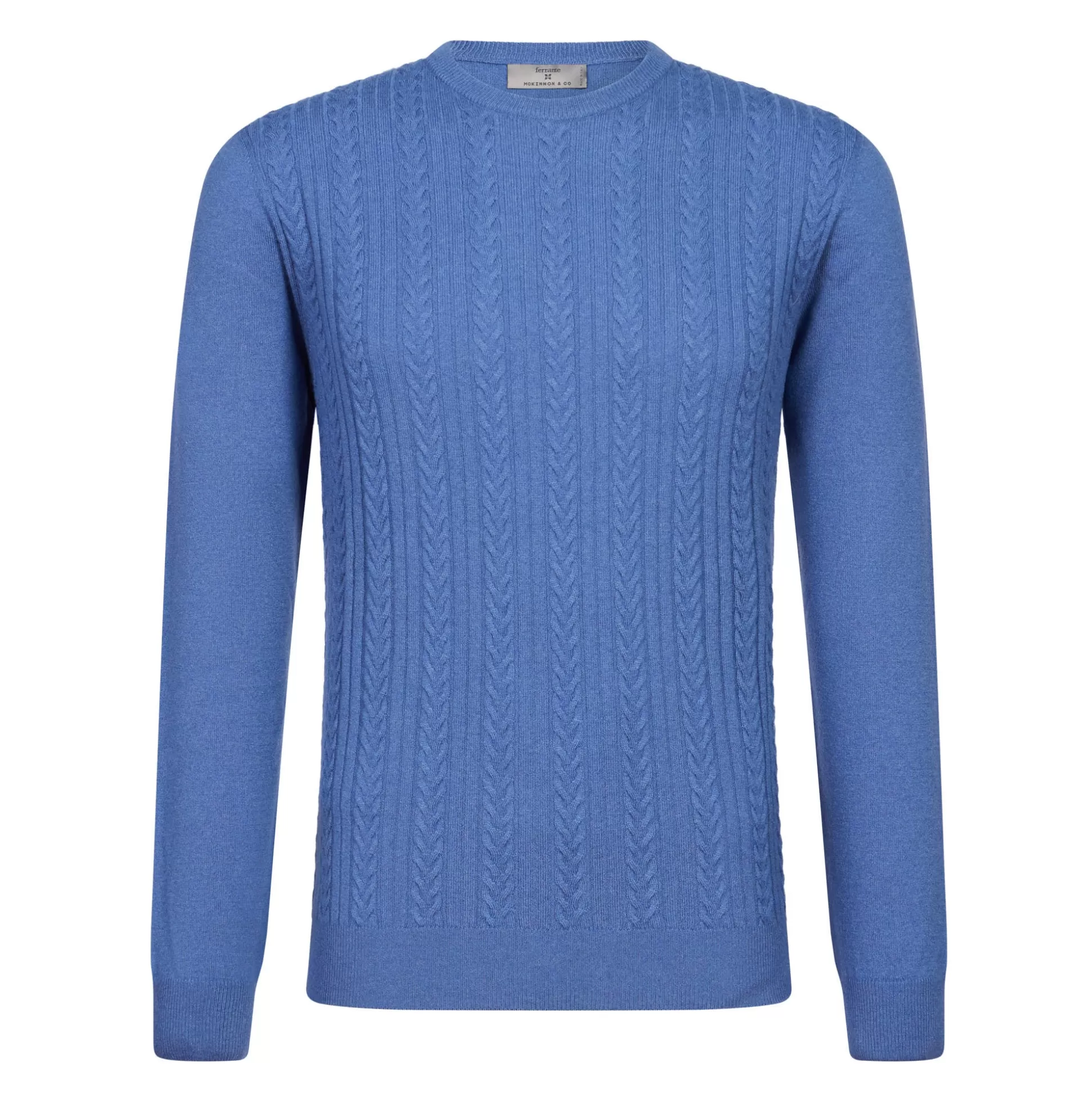 Cheap Henry Bucks MCKINNON & CO X FERRANTE Herringbone Crewneck Knit BLUE DENIM