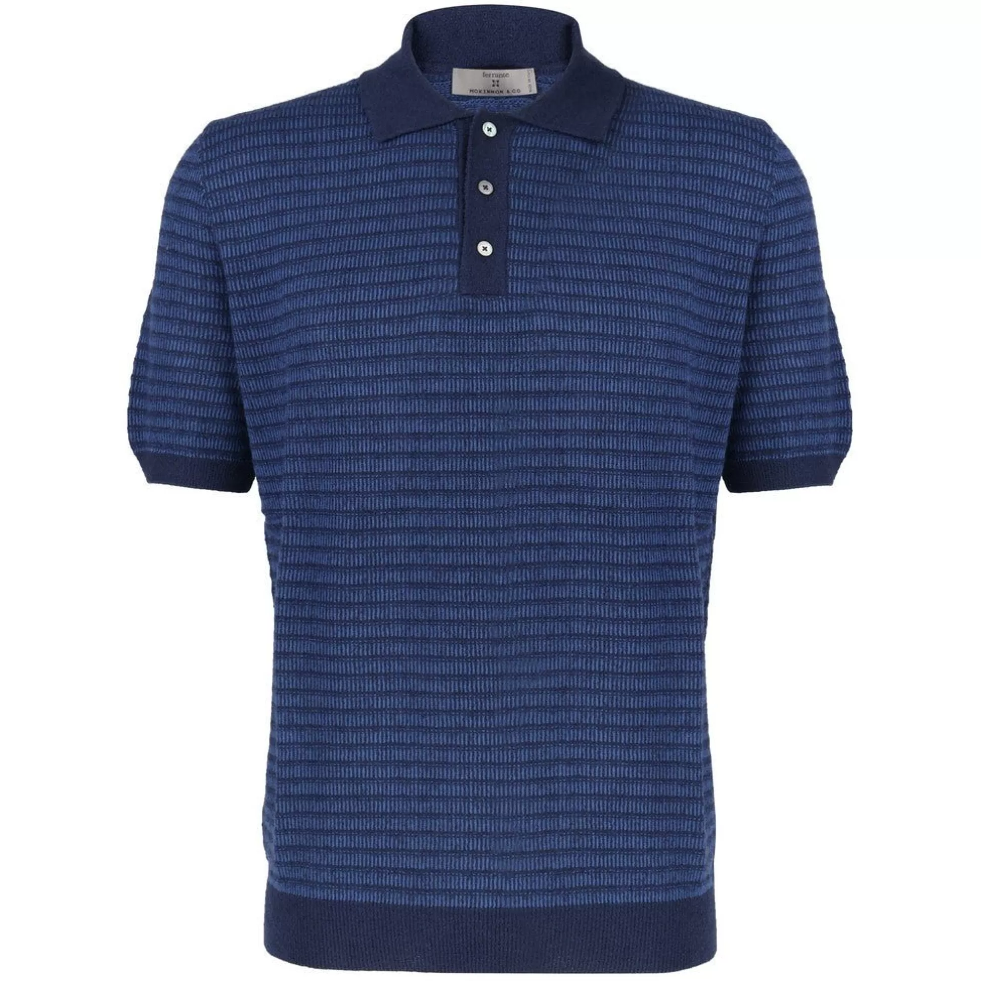 New Henry Bucks McKINNON & CO X FERRANTE Stripe Cotton Polo NAVY