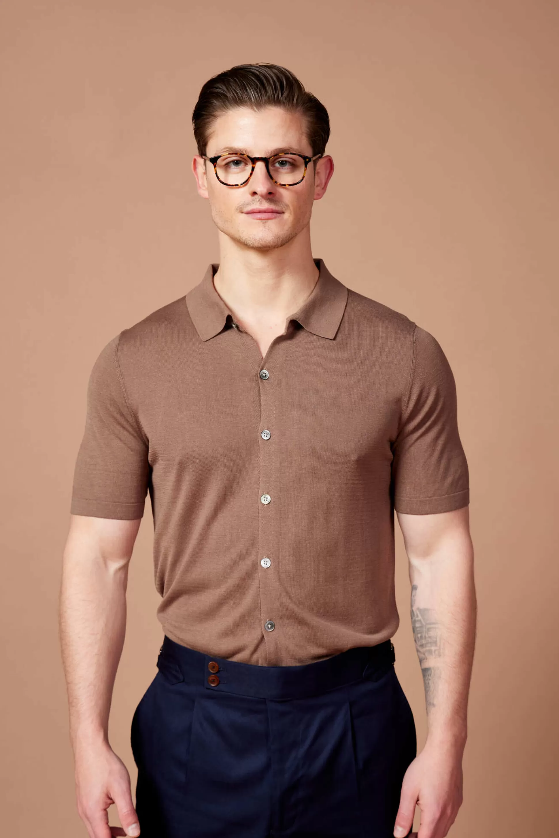 Online Henry Bucks MCKINNON Button Down Silk Shirt BROWN