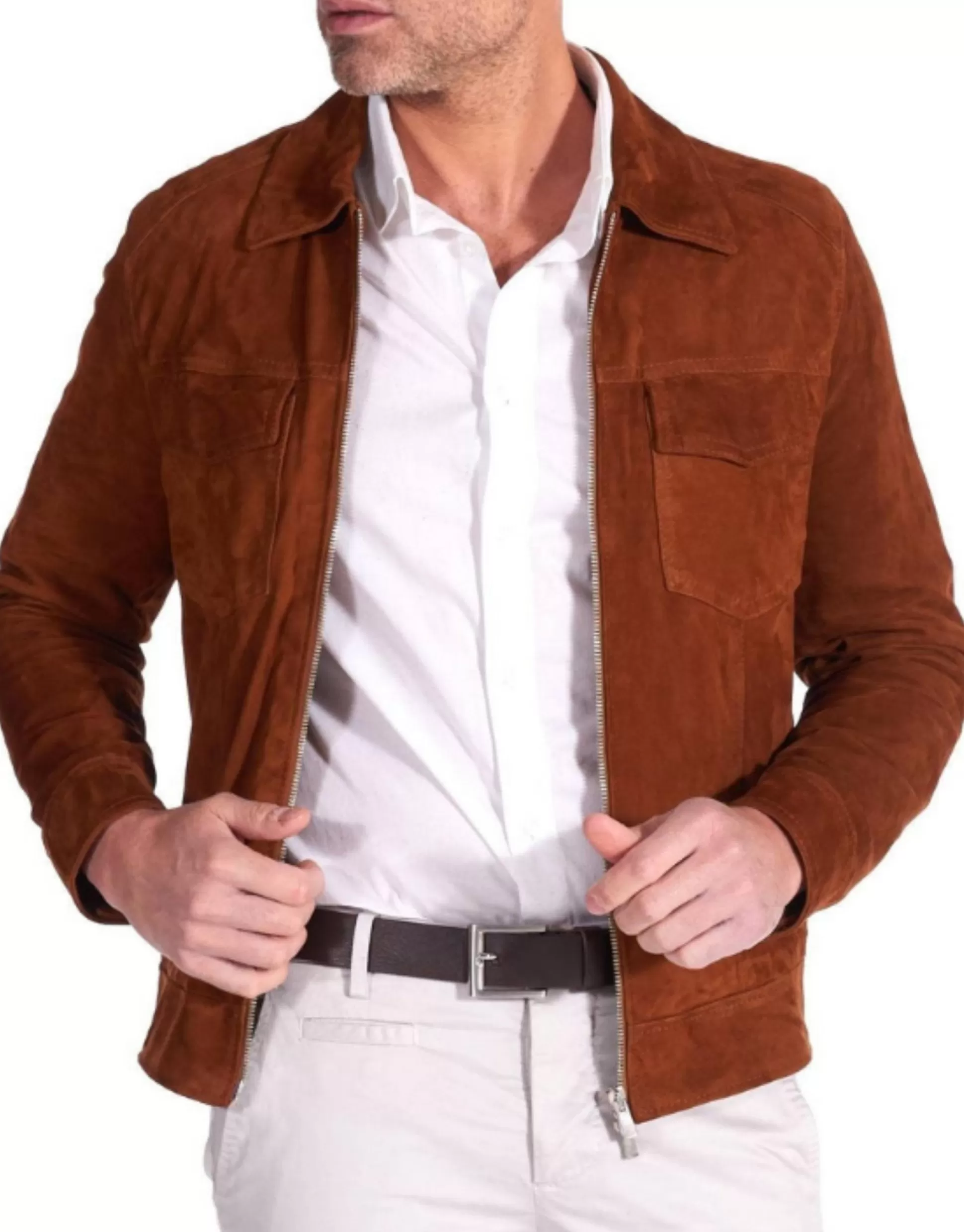 Cheap Henry Bucks MCKINNON Lewis Suede Leather Unlined Jacket COGNAC COGNAC REG